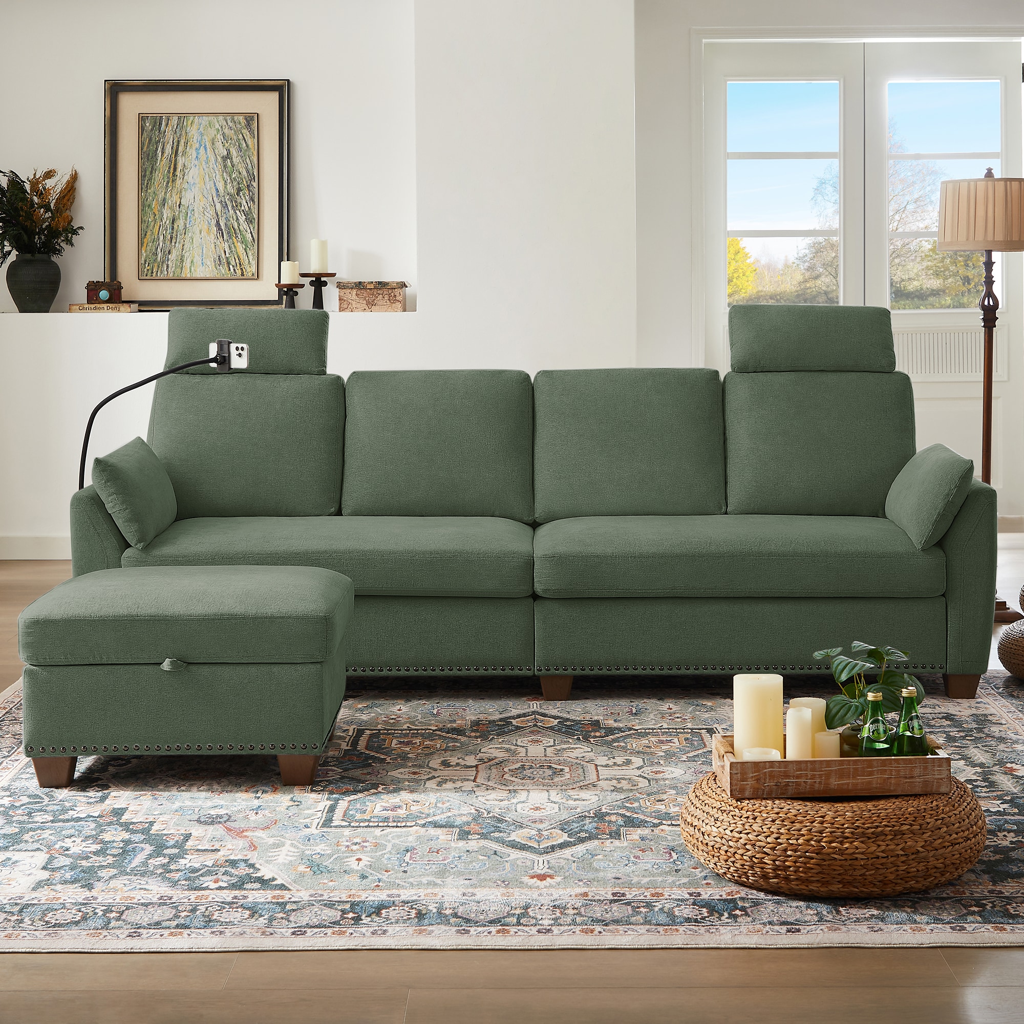 Jarenie YMX57GN YMX57 102.36 Casual Green 5 -seater Sofa