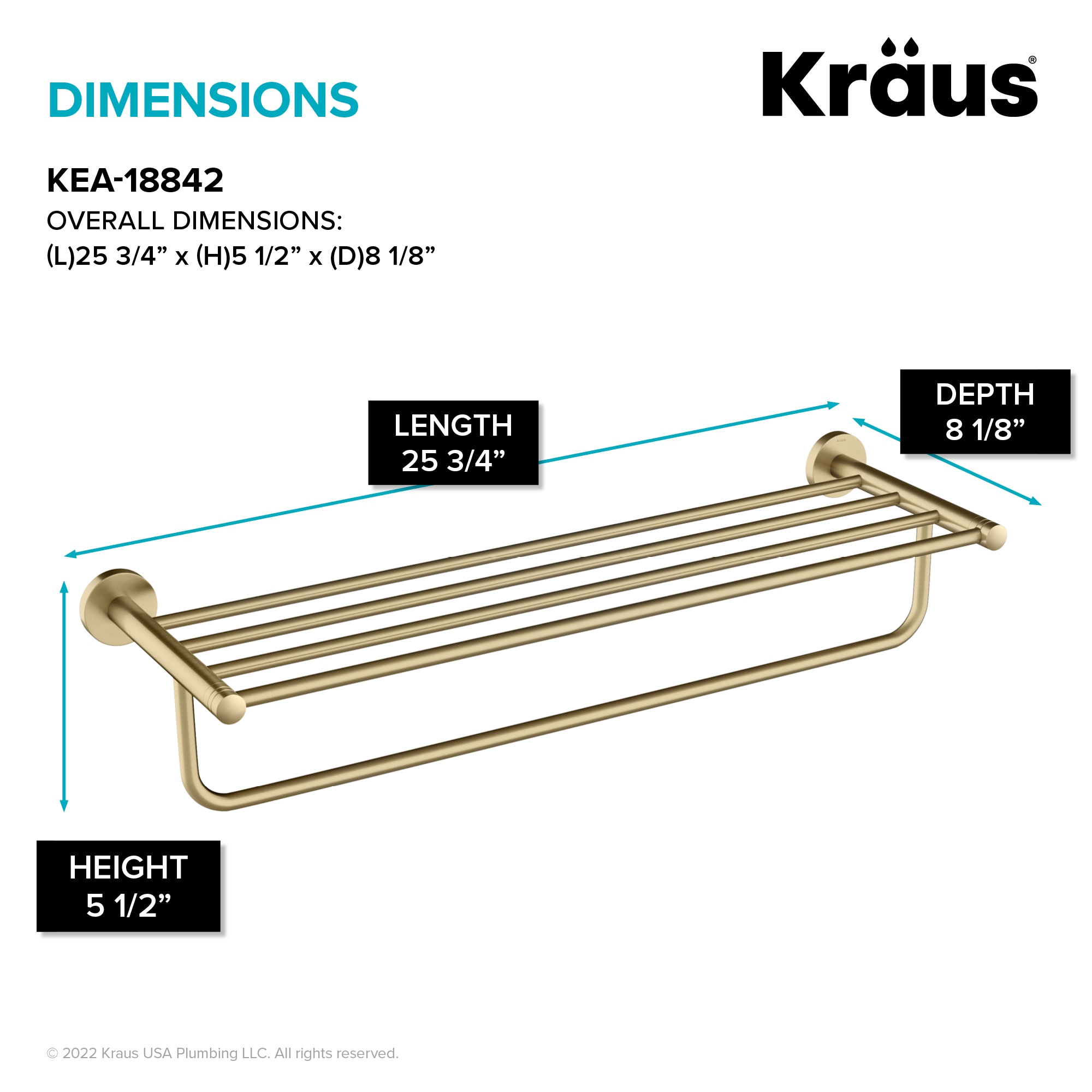 Kraus KEA-18846BG Elie Corner Bathroom Shelf, Brushed Gold