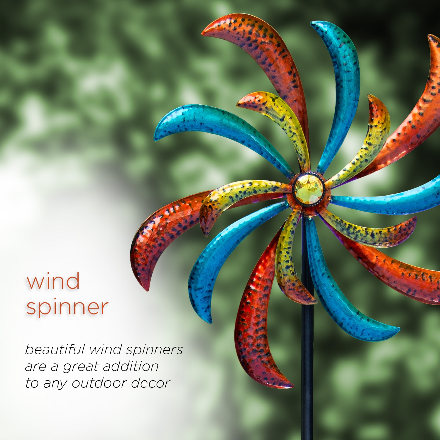 63" Multicolor Metal Windmill Garden Stake Spinner