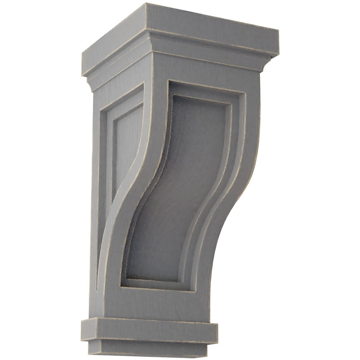 Ekena Millwork CORWD04X05X10TRPG 4.75-in x 5-in x 10-in Vintage Decor Finished Rubberwood Gray Wood Paintable/Stainable Corbel
