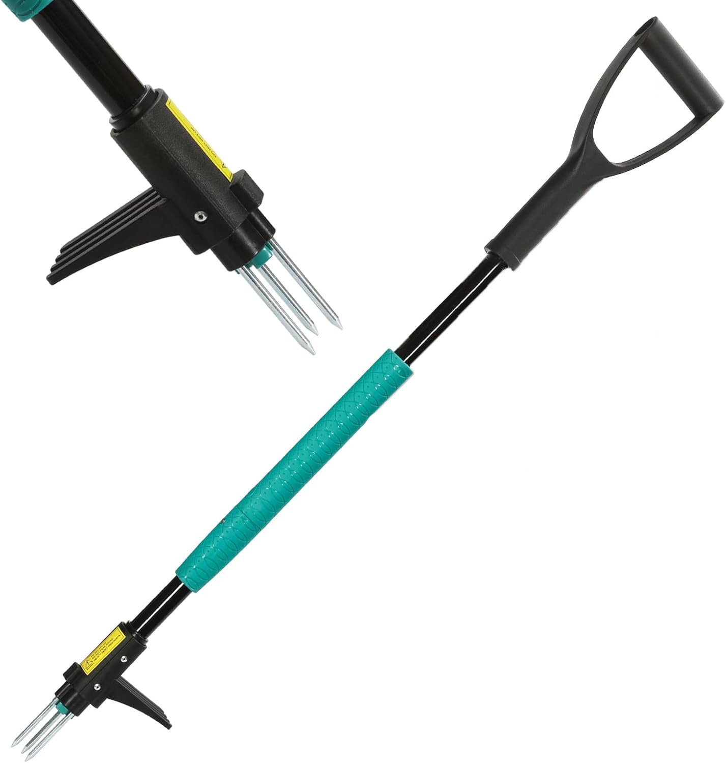 Etokfoks -  3 Claw Stand Up Weed Pulling Tool 34 Inch Detachable Long Metal Handle Auto Reboundin...
