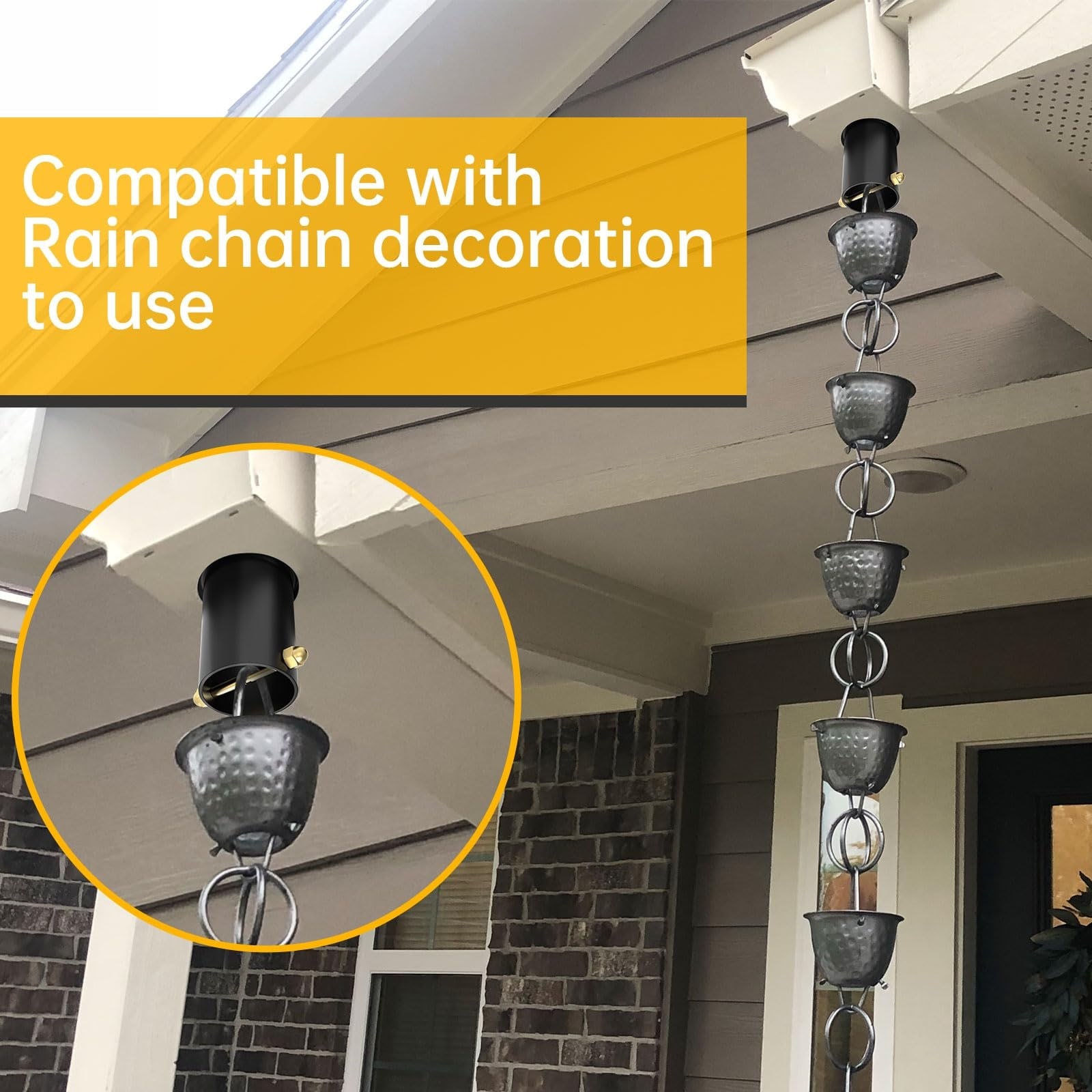 Misopily 4 pack rain chain gutter adapter black aluminum with brass ...