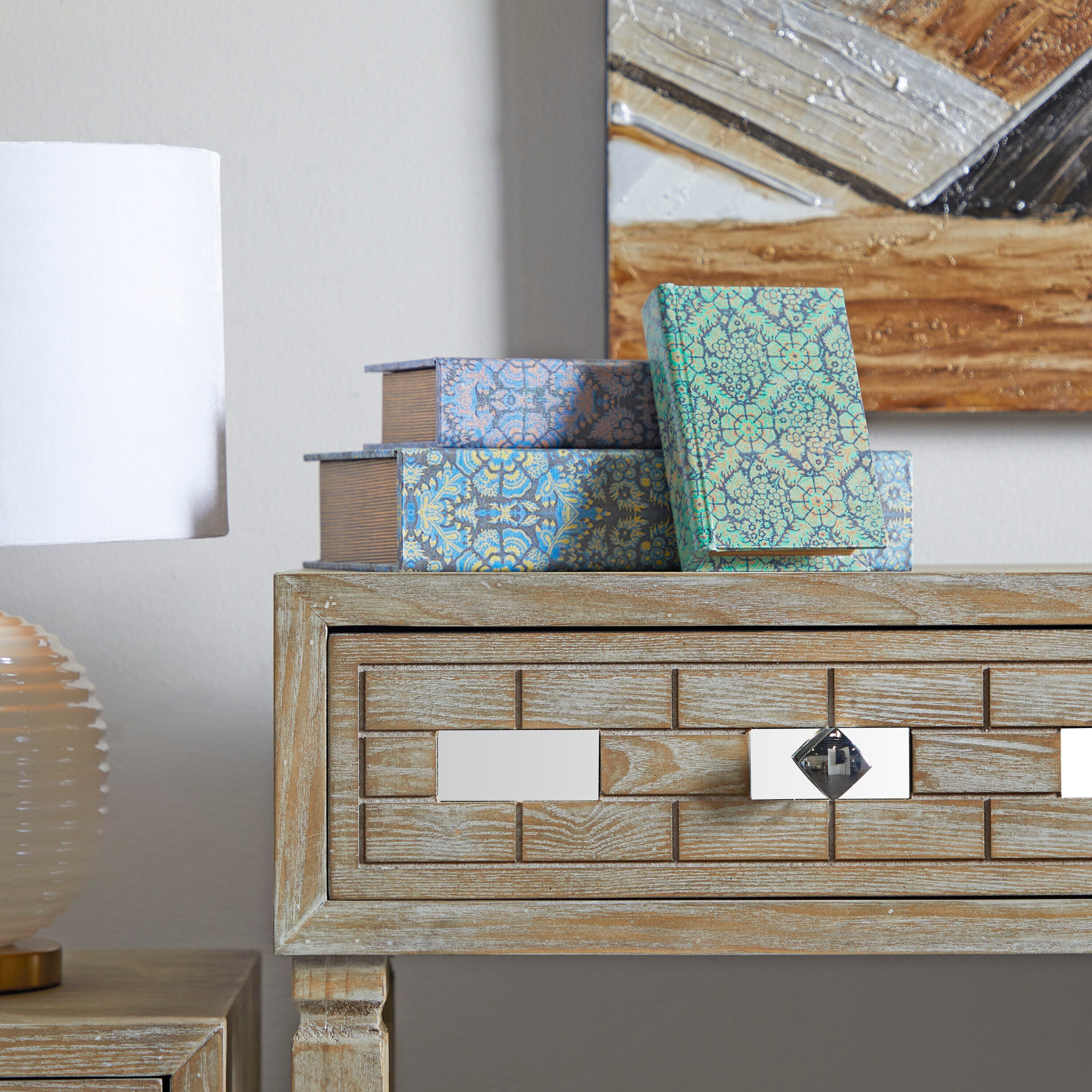 Grayson Lane 32723 3 -Pack Blue Cotton Eclectic Decorative box