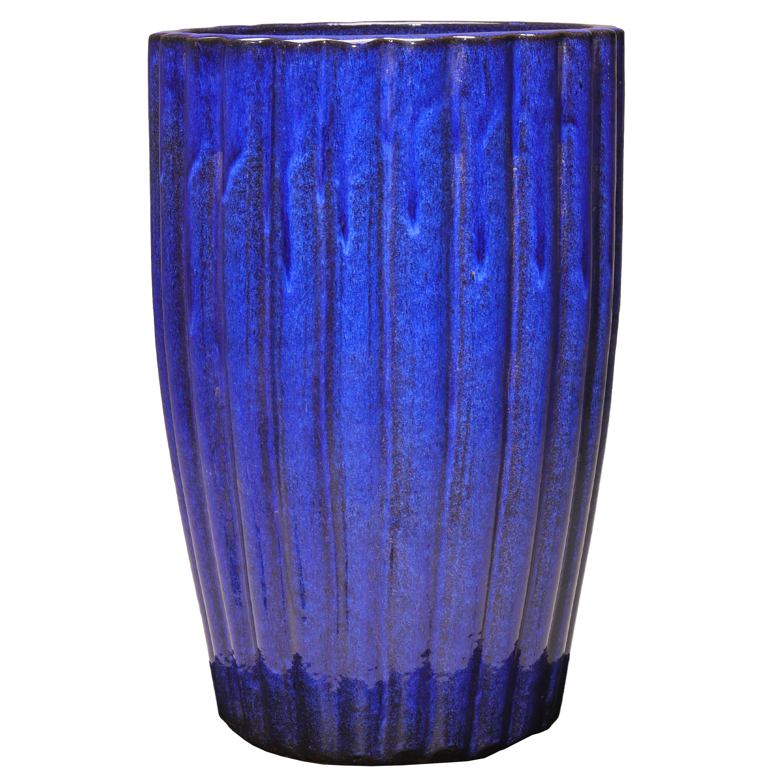 Ambassadeur Gek wakker worden allen + roth 14.96-in x 22.83-in Blue Ceramic Planter with Drainage Holes  in the Pots & Planters department at Lowes.com