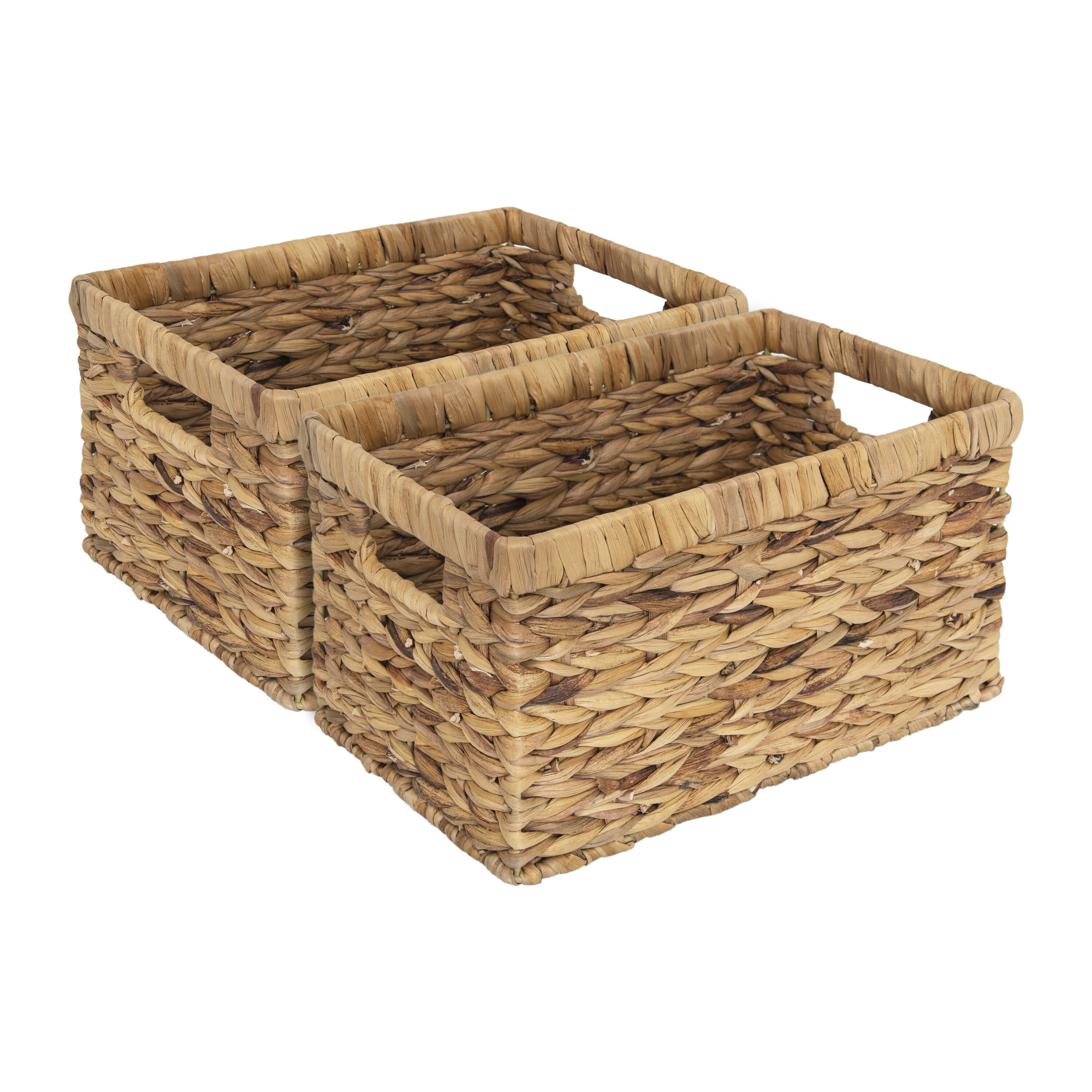 StorageWorks Seagrass Storage Basket, Hand-Woven Open-Front Bin with Handles, Brown, 13.8?x 11?x 5.5? 2-Pack