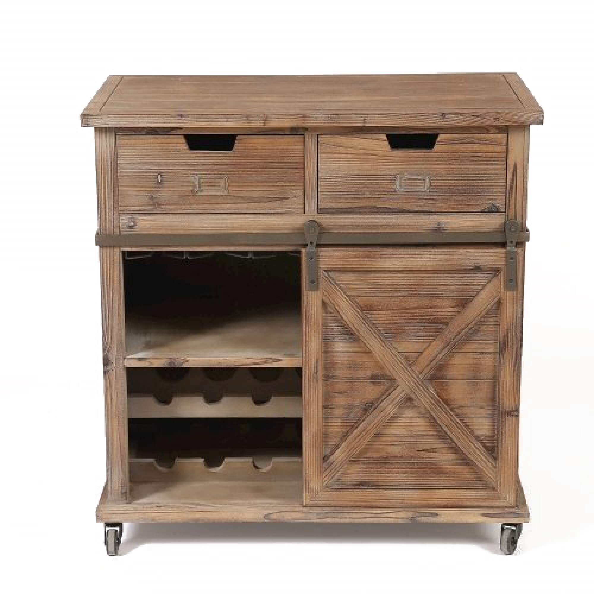 Luxen Home 10-Bottle Brown Mdf Wine Cabinet at Lowes.com