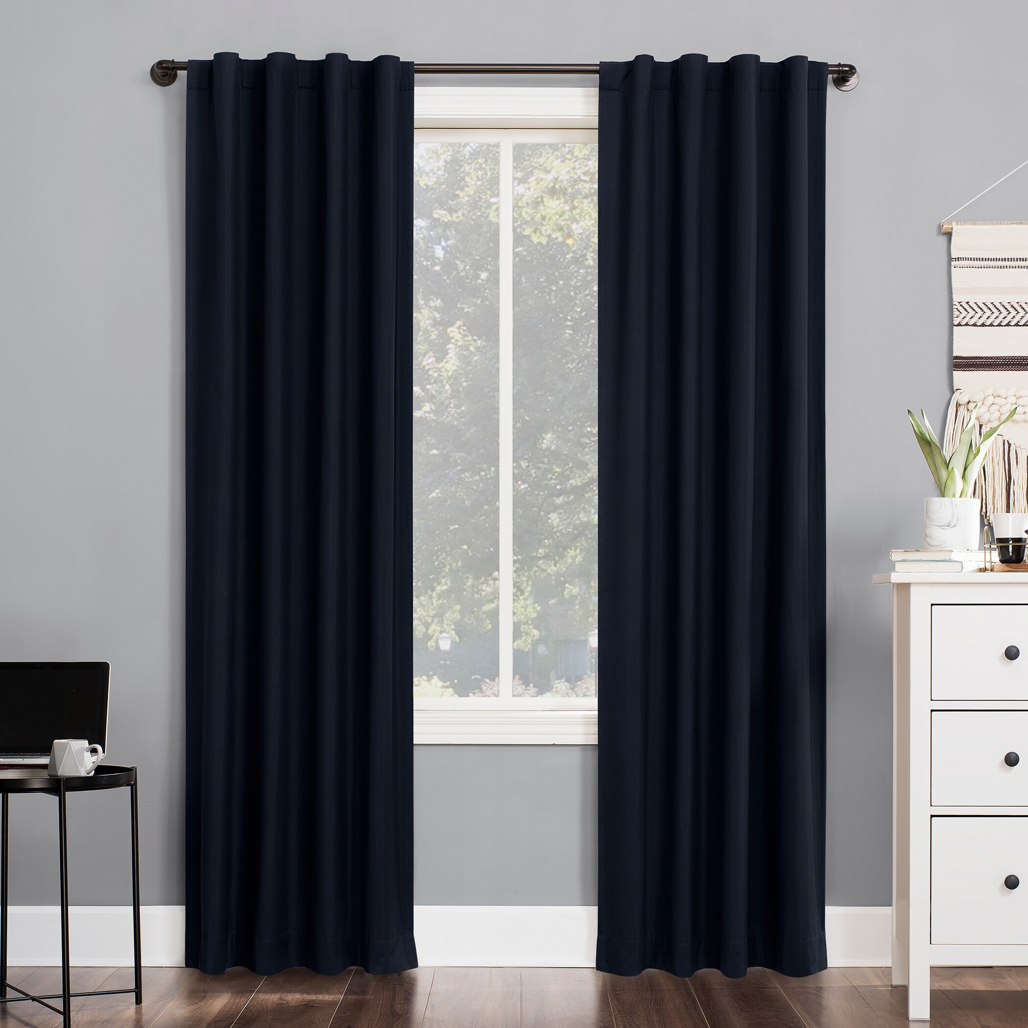 Sun Zero 56690 84-Inches Navy Blackout Standard lined Back tab Single curtain panel