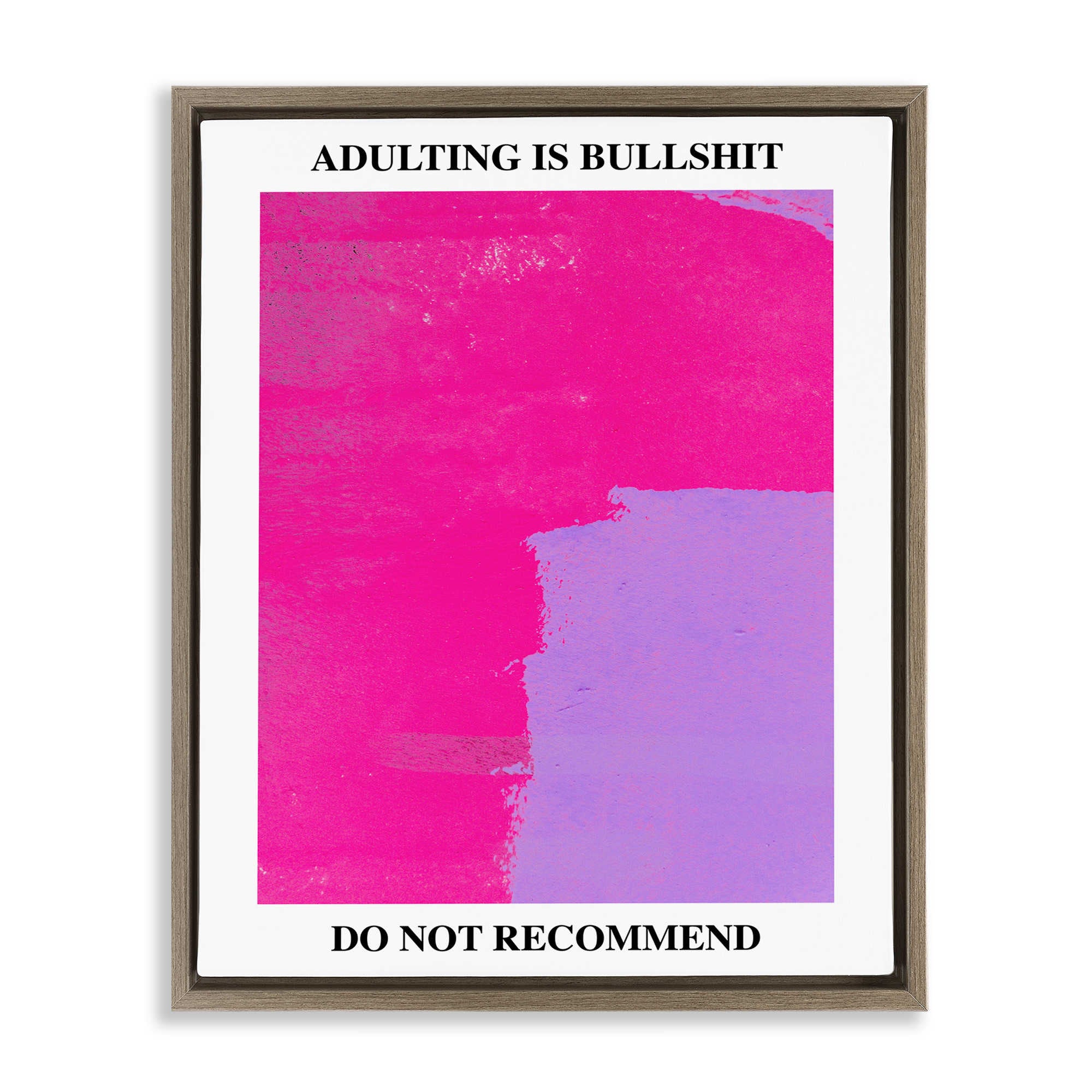 Stupell Industries BS-930-FFE-16X20 Adulting Do Not Recommend Brown Framed Floater Canvas Wall Art By House of Lulu 17 x 21