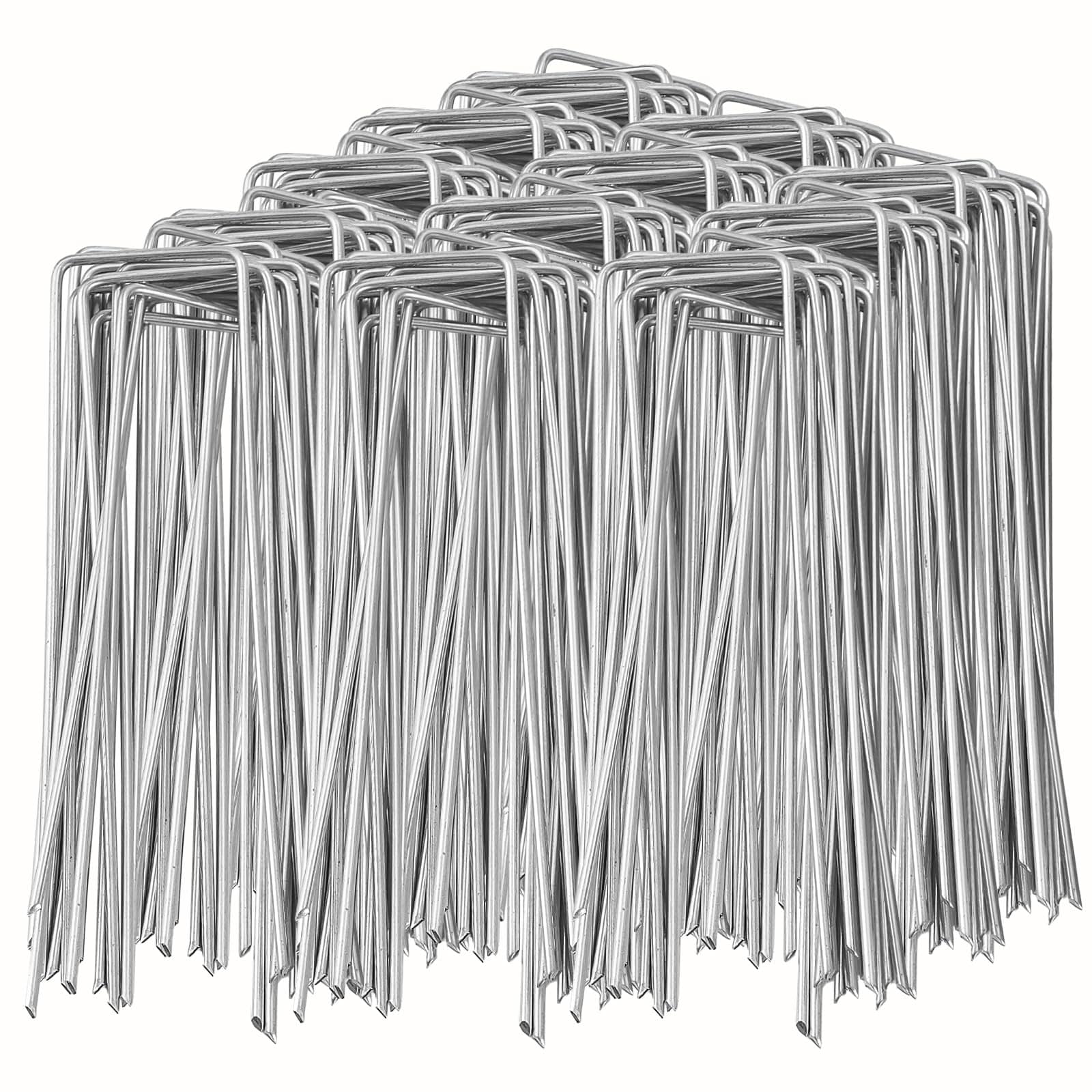 Aoibox  6 in 11 Gauge Galvanized Steel U Shaped Landscape Fabric and Ground Cover Plant Stakes 100 Pack
