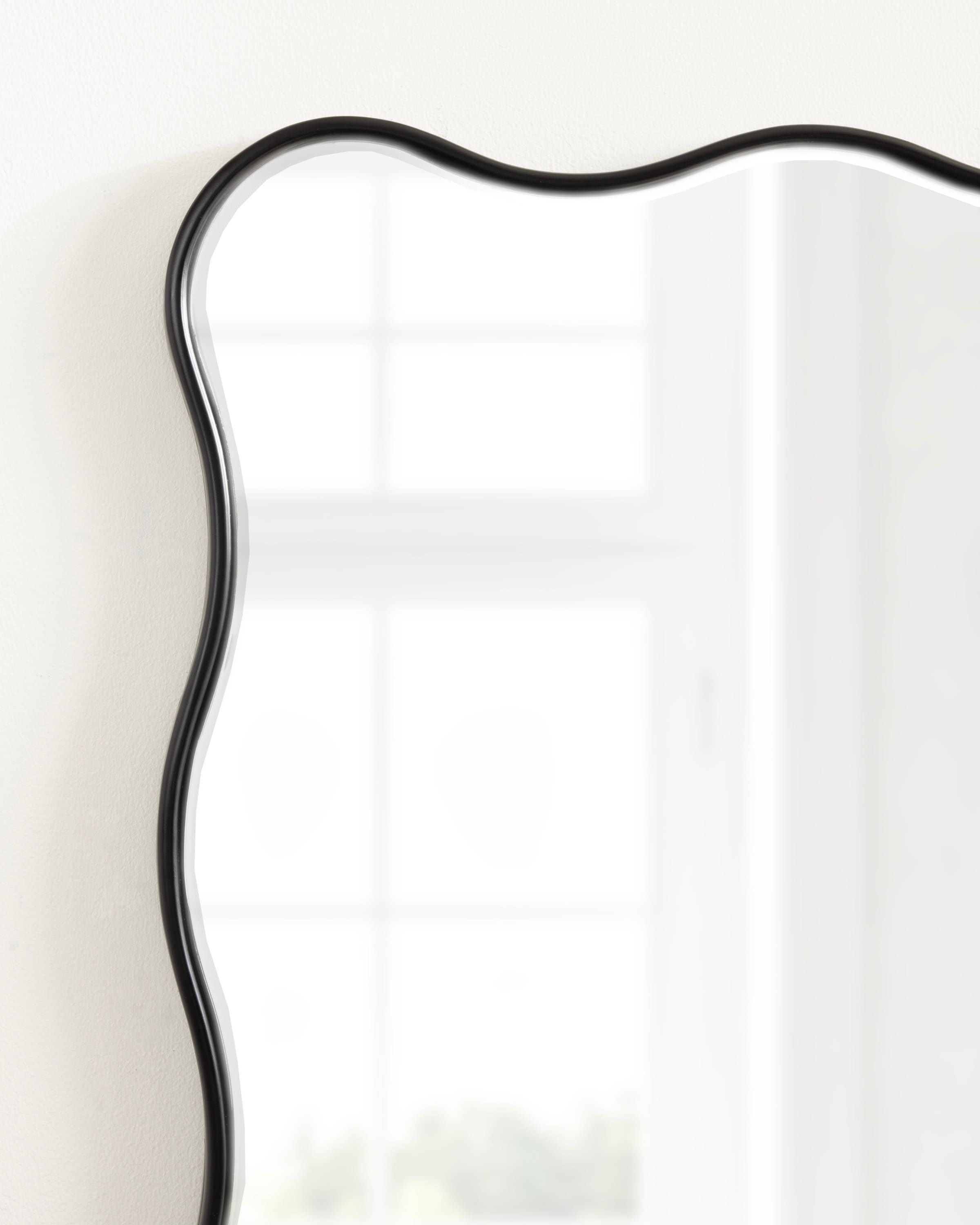 Viona 24"x36" Black Rippled Edge Rectangular Vanity Mirror