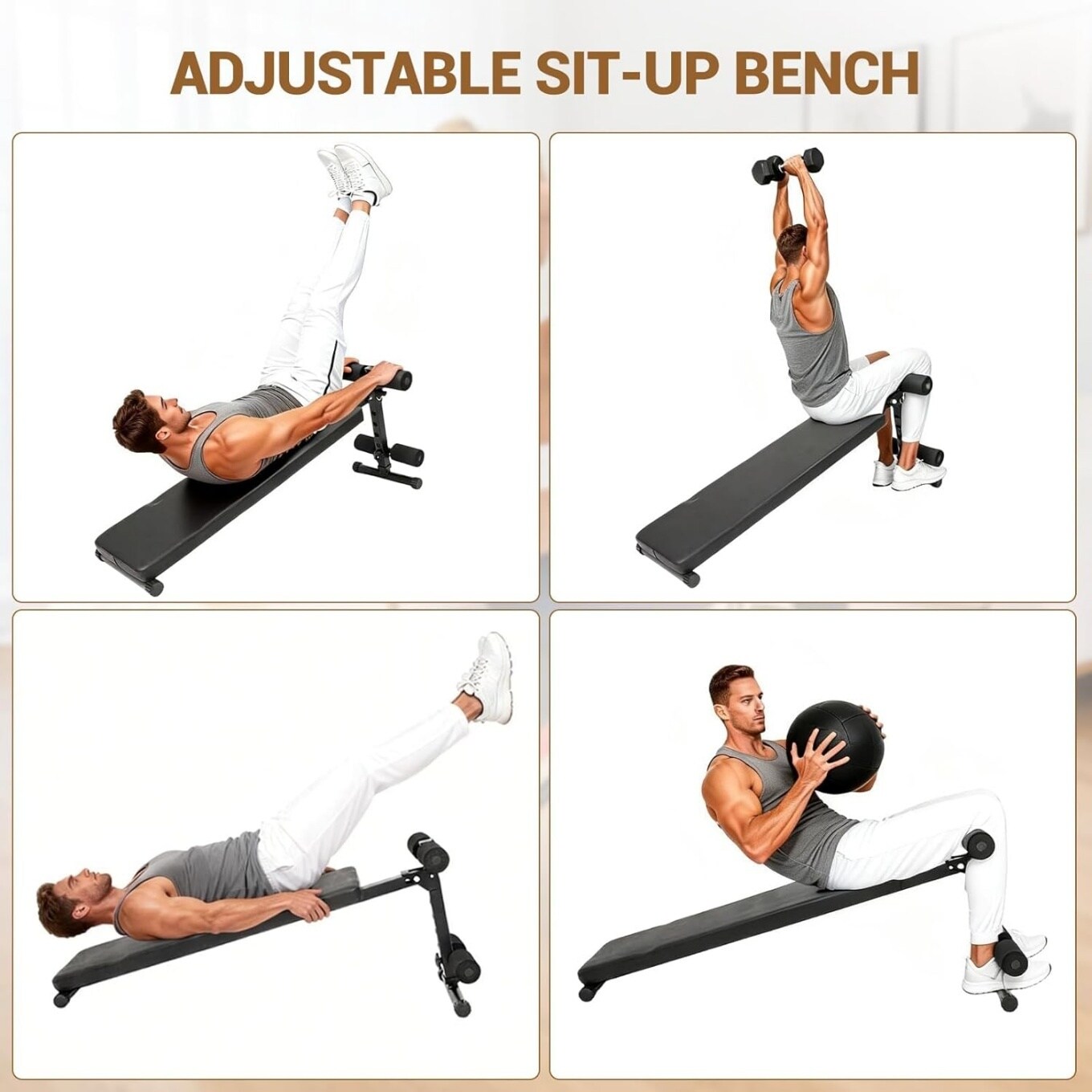 Garvee Adjustable Sit Up Bench for Home Gym Abdominal Workout Bench ...