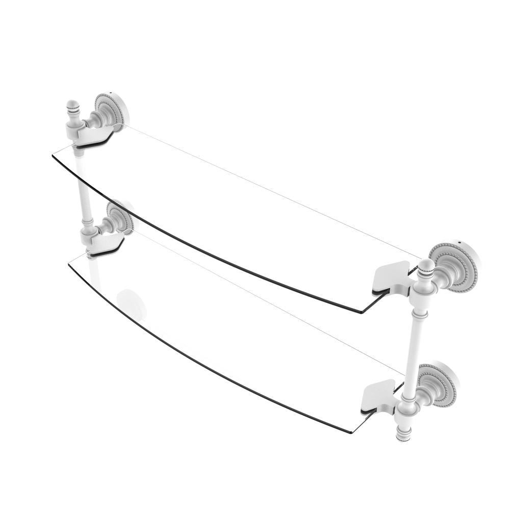 Allied Brass RD-34/18-WHM Retro Dot Matte White 2 -Tier Wall mount Bathroom Shelf ( 18-in x 7-in x 5-in )