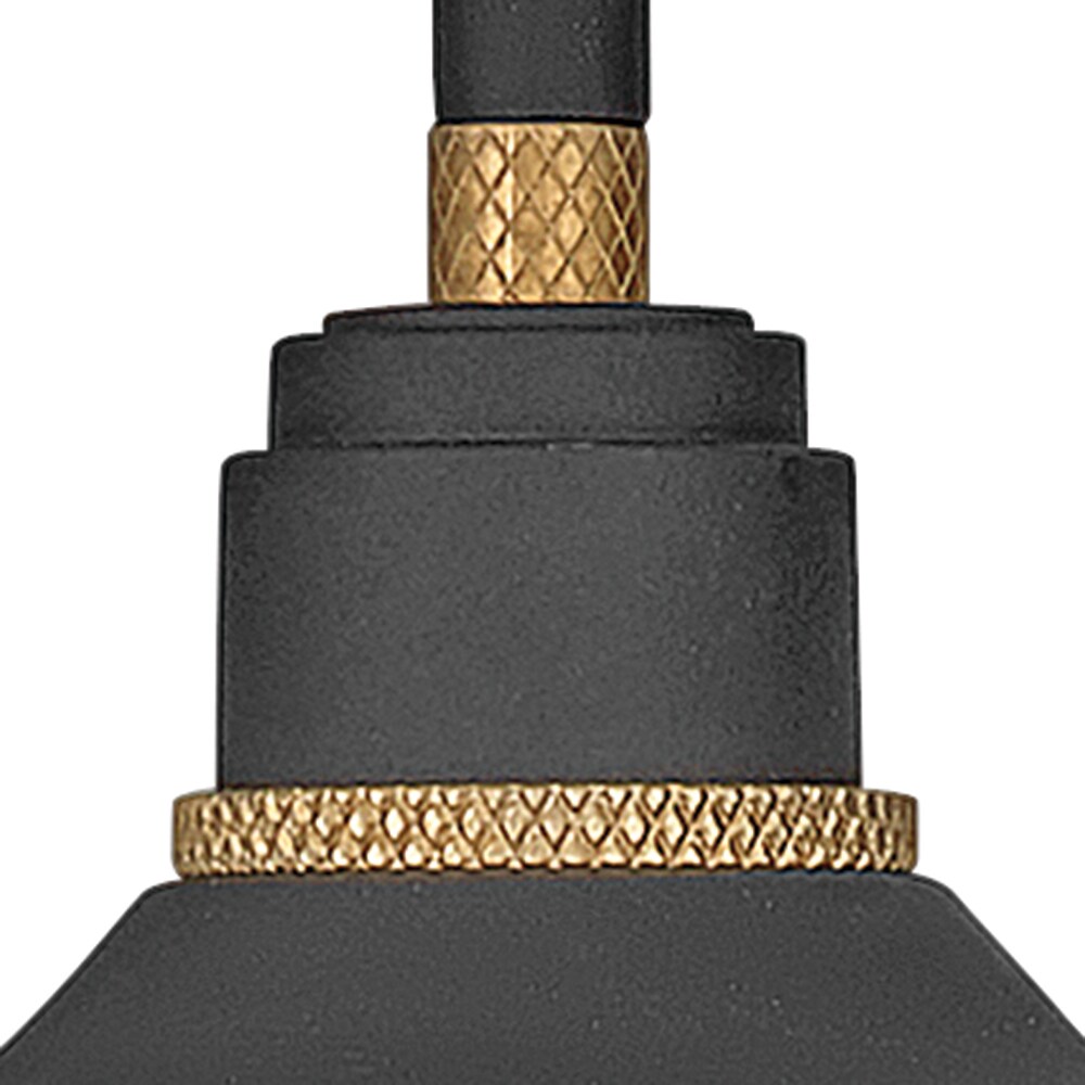 Textured Black Aluminum Outdoor Wall Sconce with Brass Accents