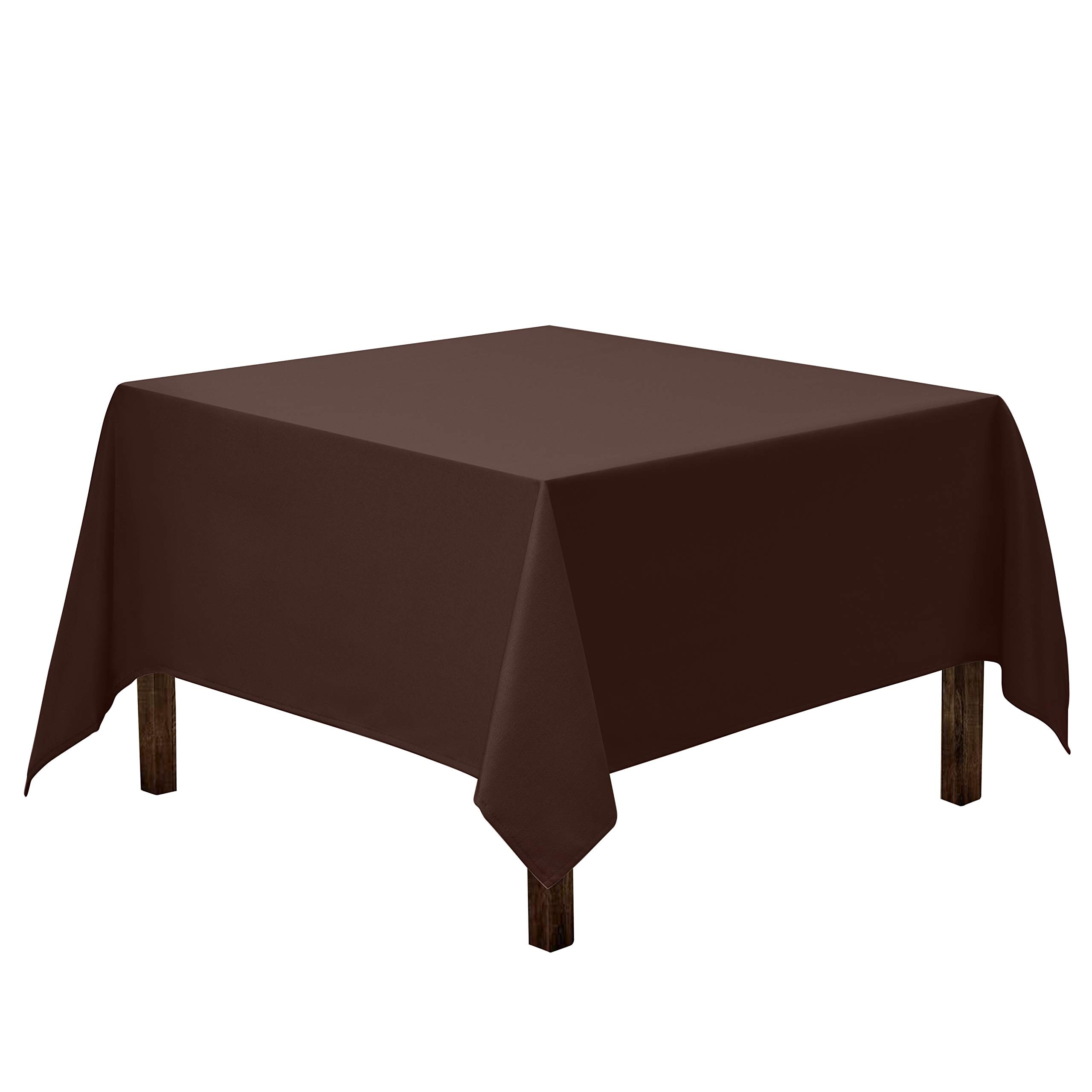 Gee Di Moda  Square Tablecloth - 70 x 70 Inch Chocolate Square Table Cloth - Heavy Duty Washable Fabric - for Buffet Table Holiday Party Dinner Wedding and Baby Shower