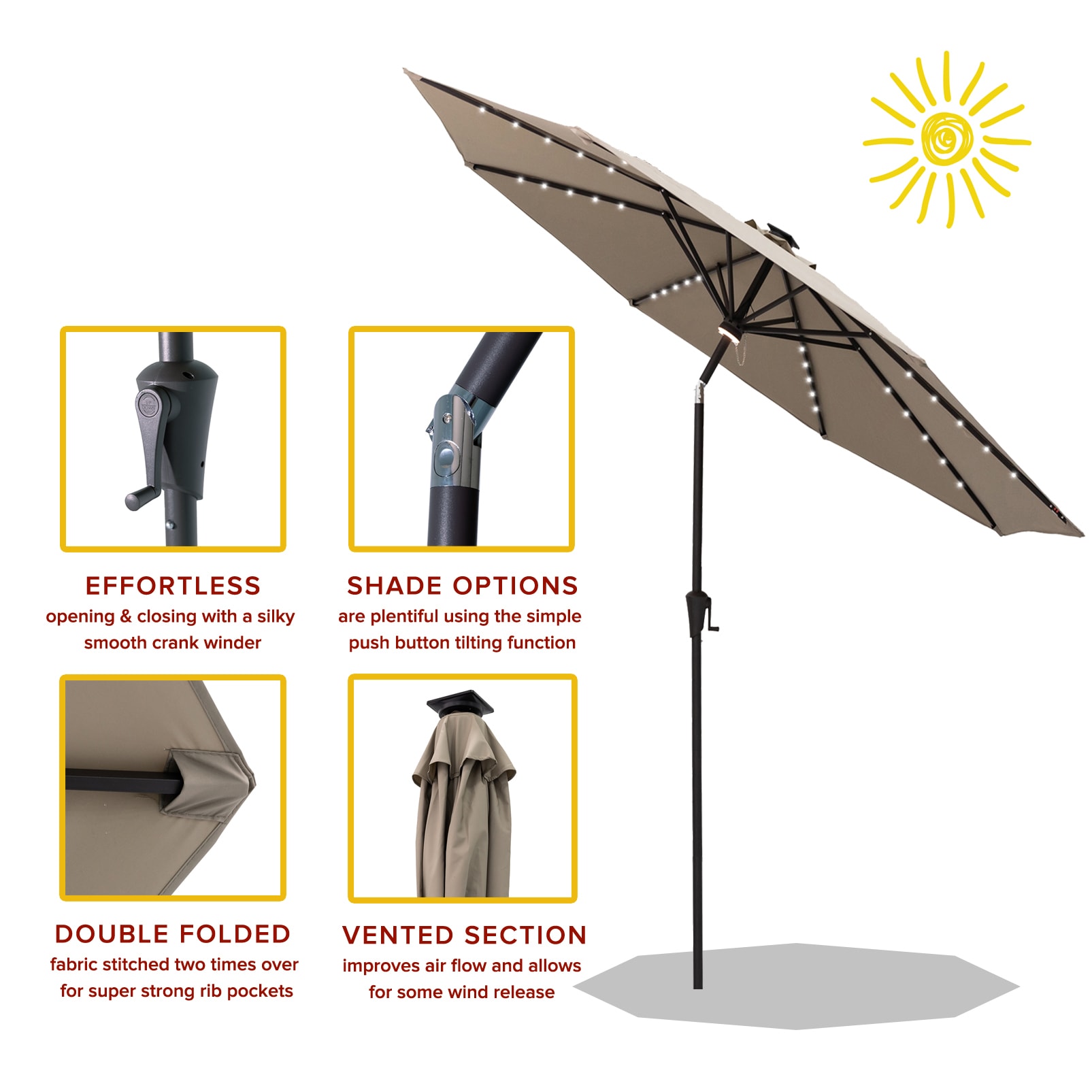 FLAME&SHADE CFSLED10TAUPE Umbrellas-2 - View #2