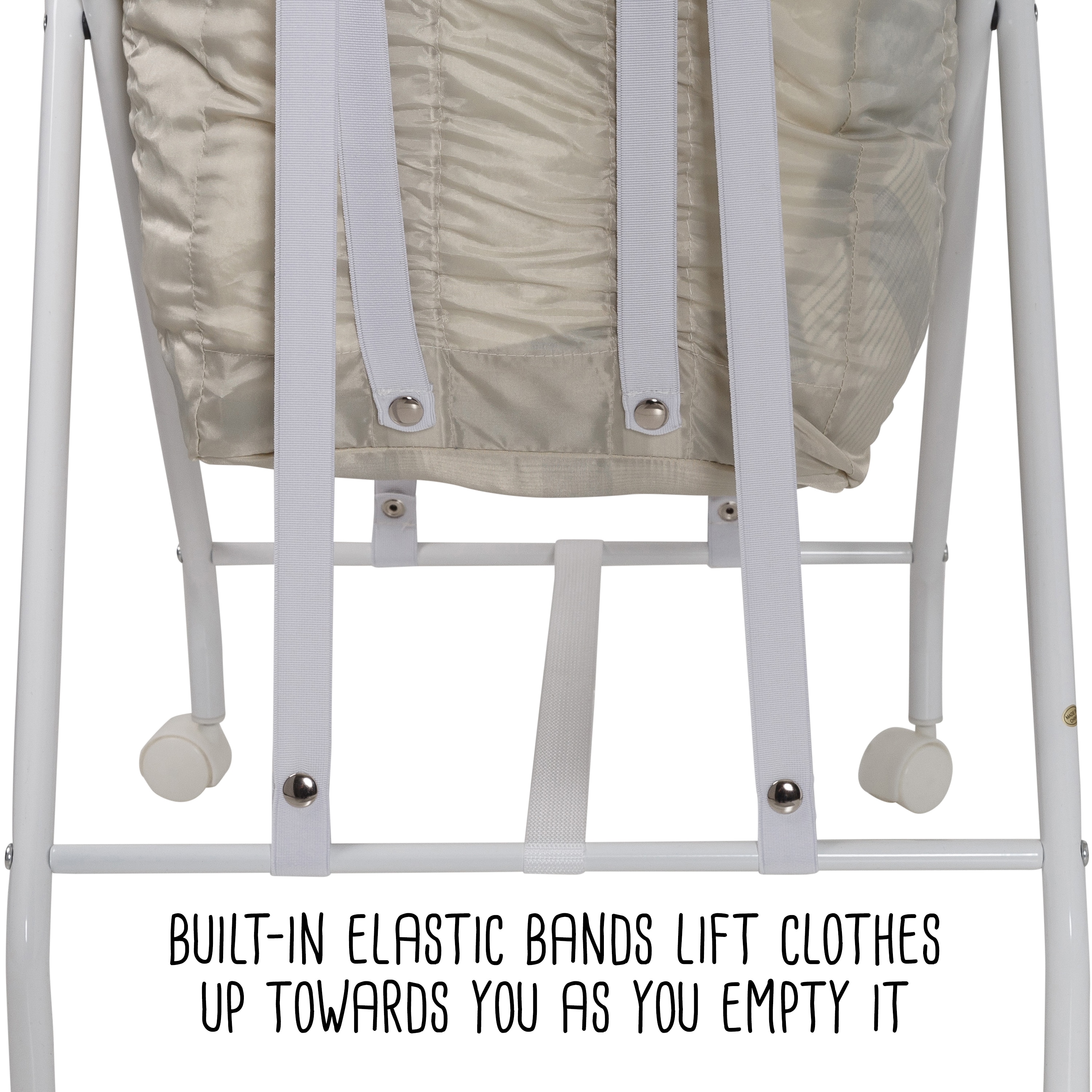 Beige Collapsible Steel Frame Hamper with Wheels and Lid