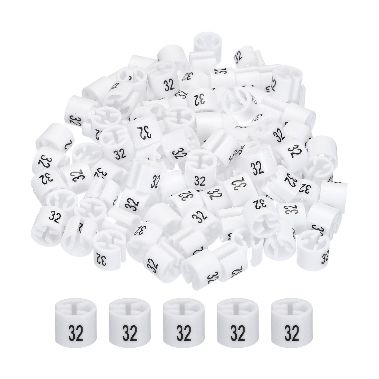 Unique Bargains Clothes Hanger Marker Colored Hanger Sizer Garment Markers Tag (Number 32 White)for Garment Clothing Color Coding 100pcspcs