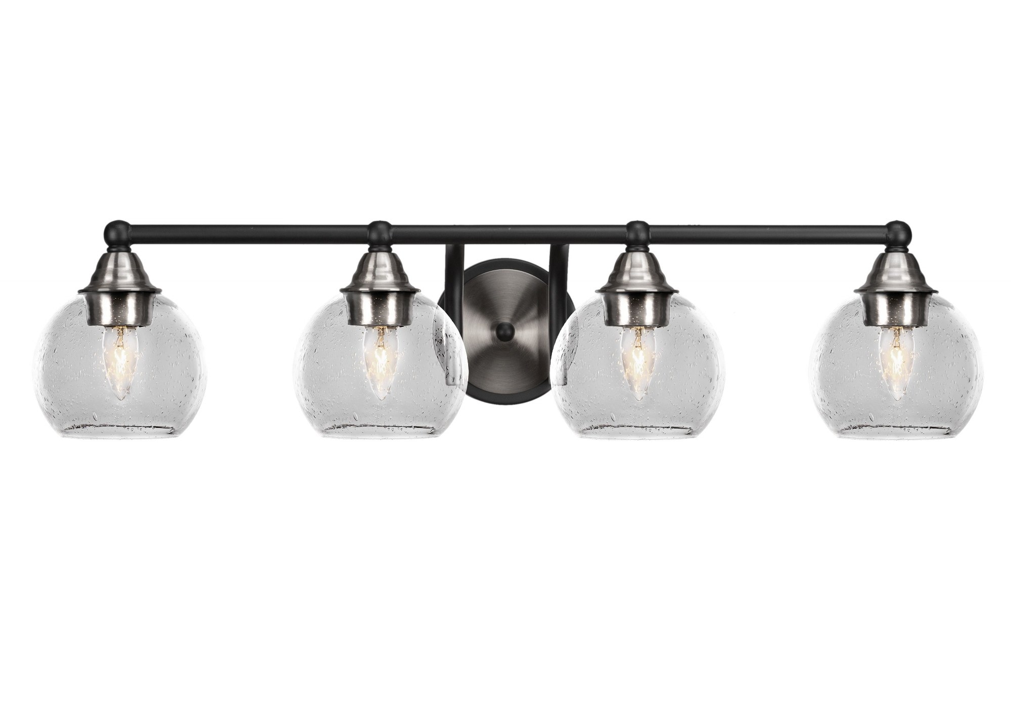 Toltec - Paramount - 4 Light Bath Bar-7 Inches Tall and 31.25 Inches Length-Matte Black/Brushed N...