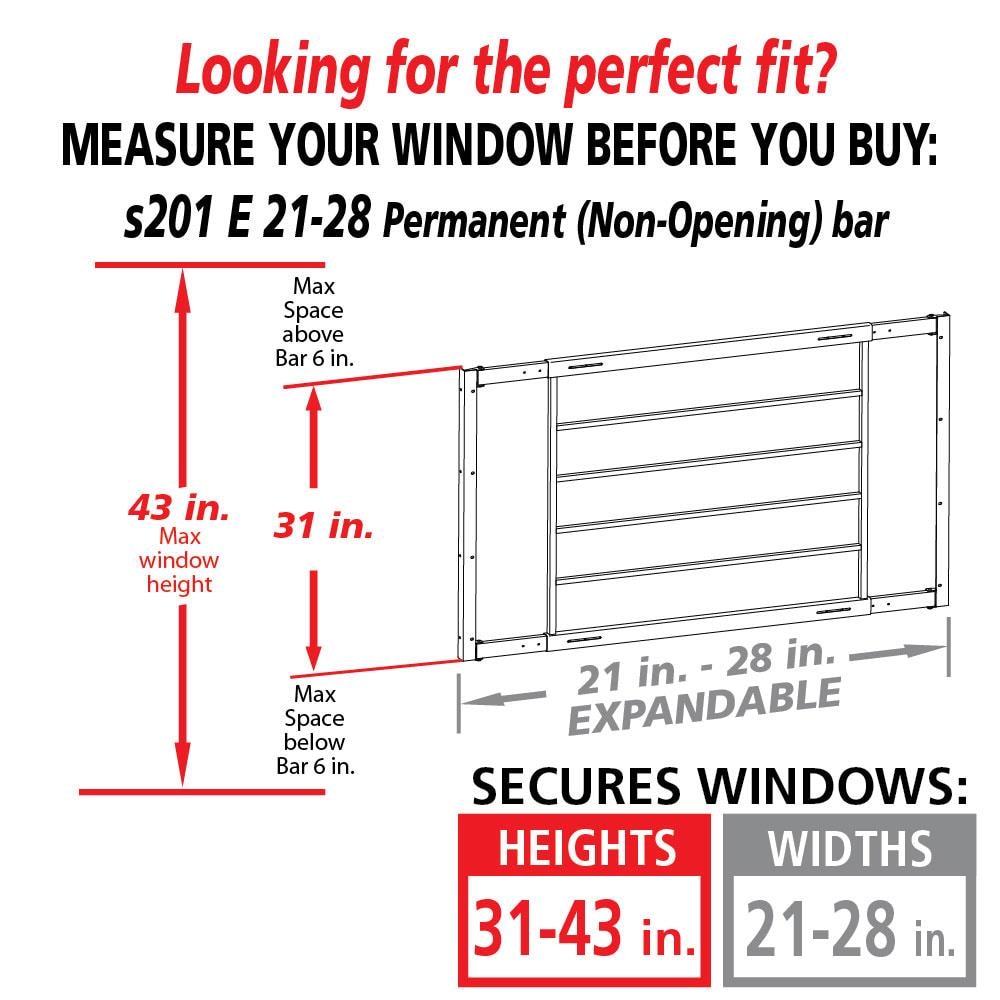 Mr. Goodbar E 21-in x 31-in White Steel Fixed Window Security Bar S201 E 21-28 Sansujyuku sansujyuku.com