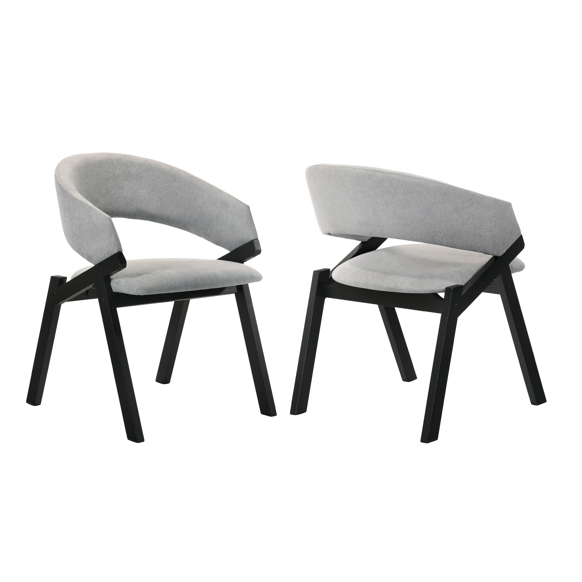 Armen Living LCTASIGRBL Set of 2 Contemporary/Modern Polyester Upholstered Dining Arm Chair (Wood Frame)