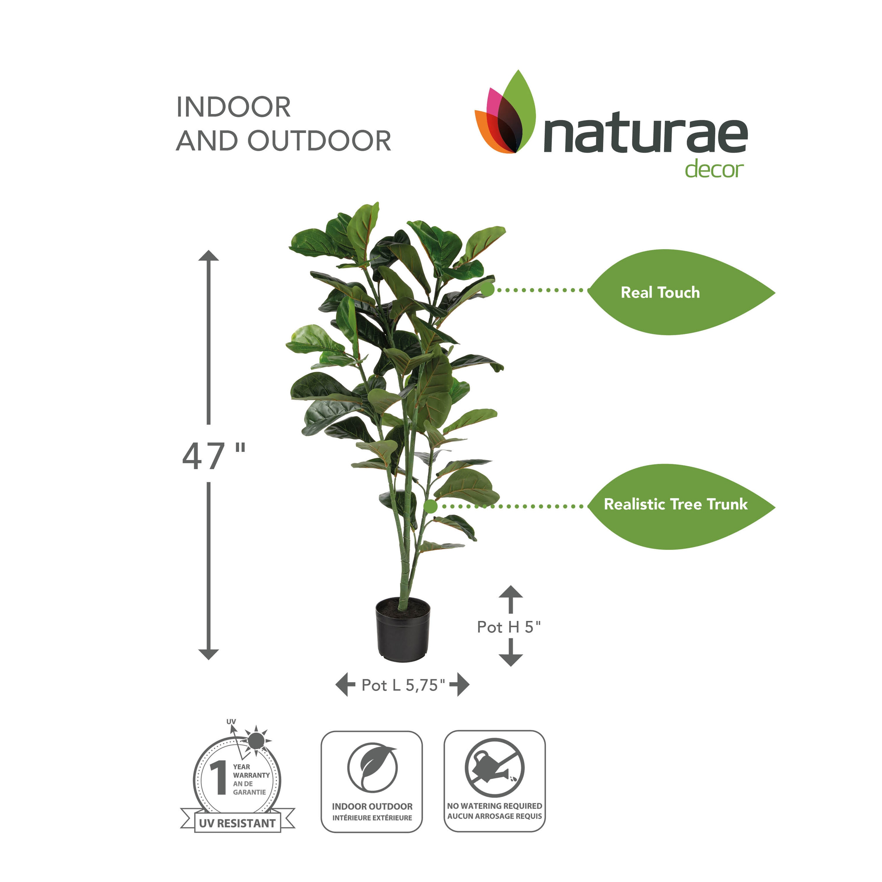 naturae decor OUT-FIDDLE-47W Artificial-Plants-Trees - View #3