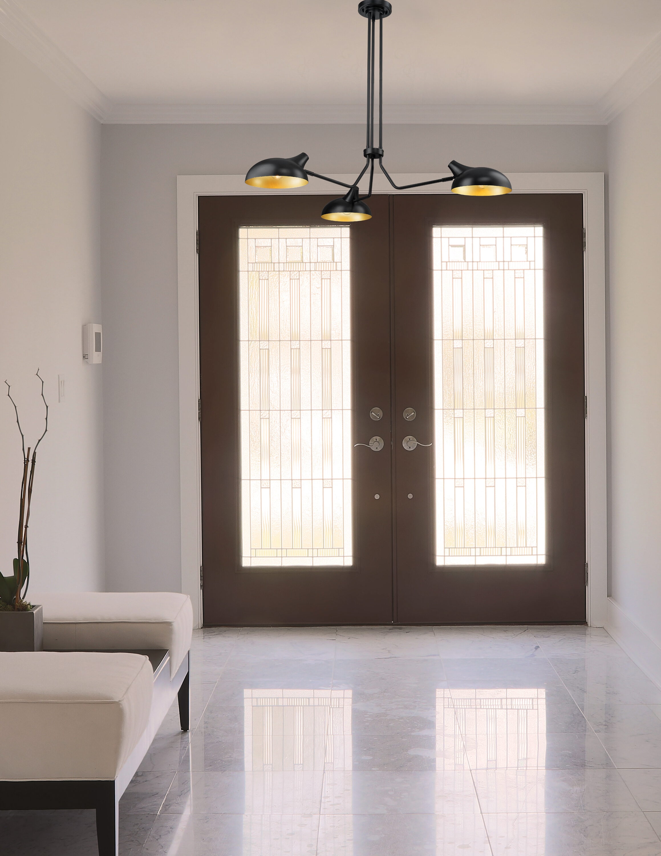 Bellamy Matte Black and Gold 46" Semi-Flush Ceiling Light