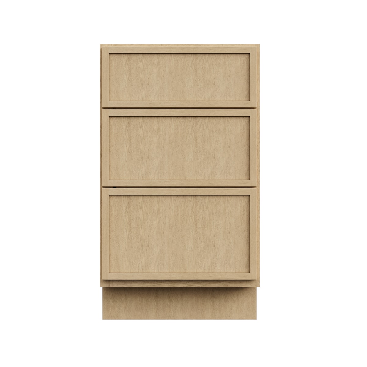 RELIABILT LS-SOK-DB24 Webster 24-in W x 34.5-in H x 24-in D White Oak 3 -Drawers Drawer Base Ready to assemble (RTA) Plywood Cabinet Recessed Panel Slim shaker