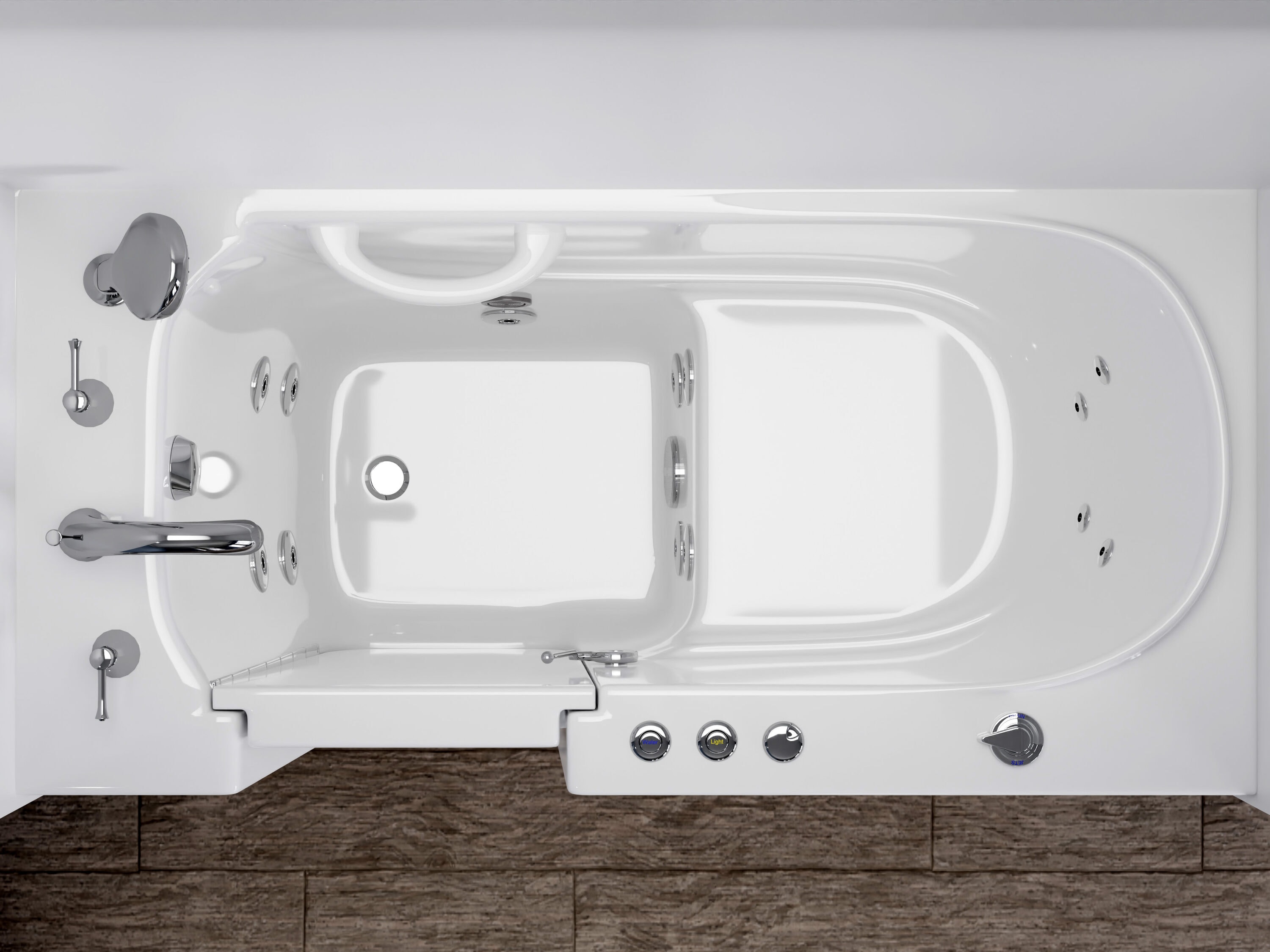 Swcorp 2753FLWL Left Drain Fully Loaded Walk-In Bathtub with Air Jets & Whirlpool Massage Jets Hot Tub, White