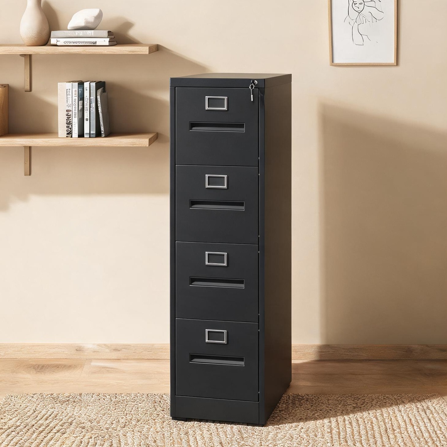 Naturefalls 4 Drawer Vertical File Cabinet Locking Metal Steel Classic ...
