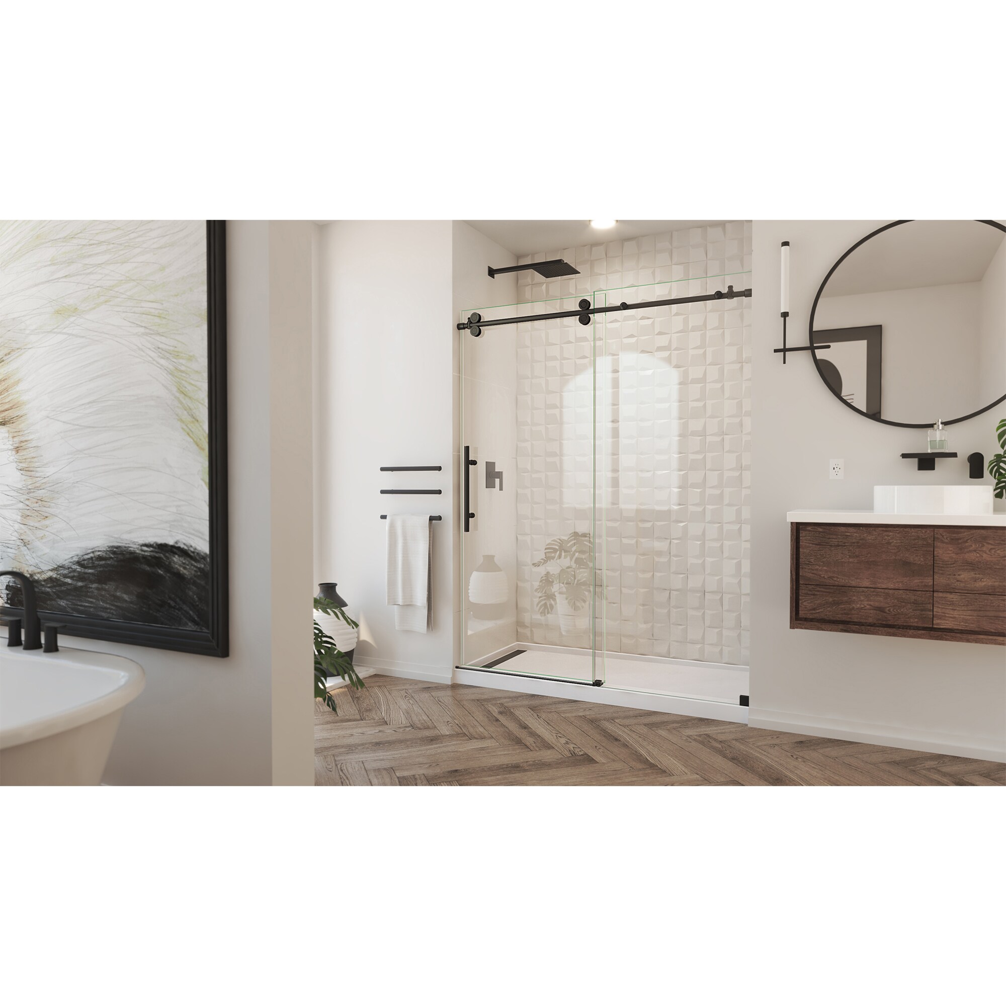 Enigma Air Satin Black Frameless Sliding Shower Door