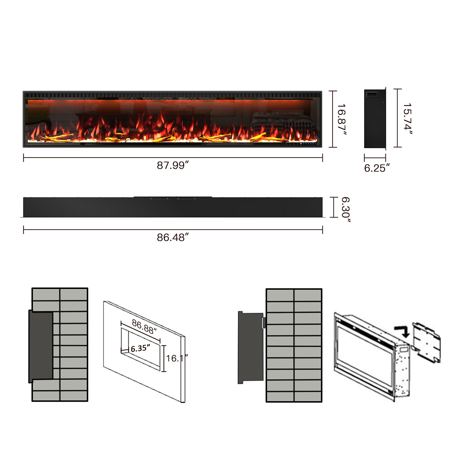 Mondawe MO-BI88Z Electric-Fireplaces - View #11