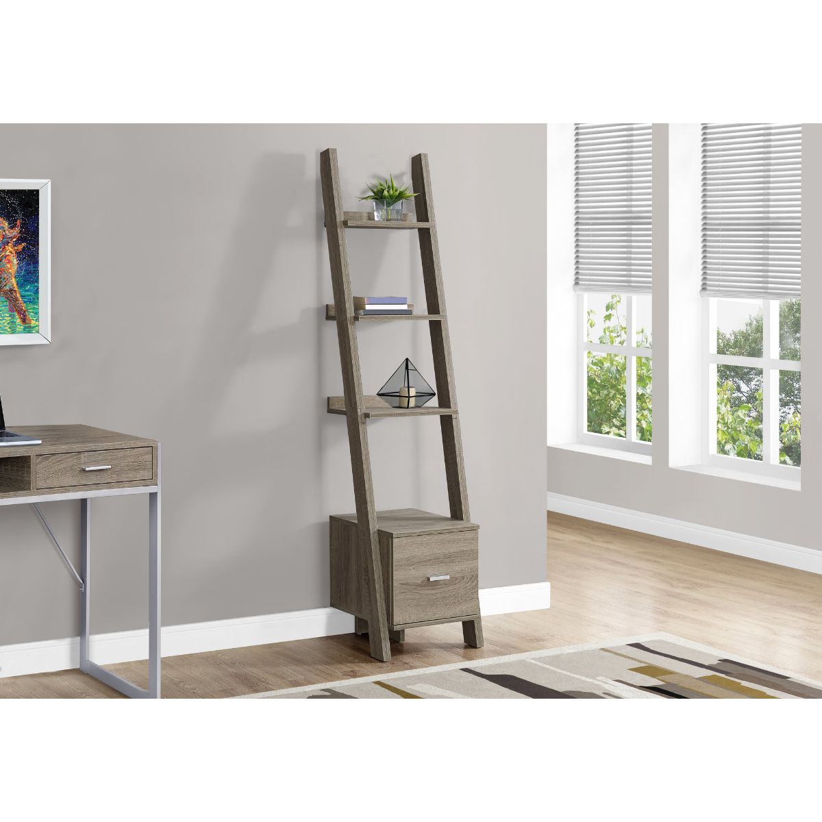 HomeRoots Jasmine Dark Taupe Recycled Paperboard 4-Shelf Ladder ...