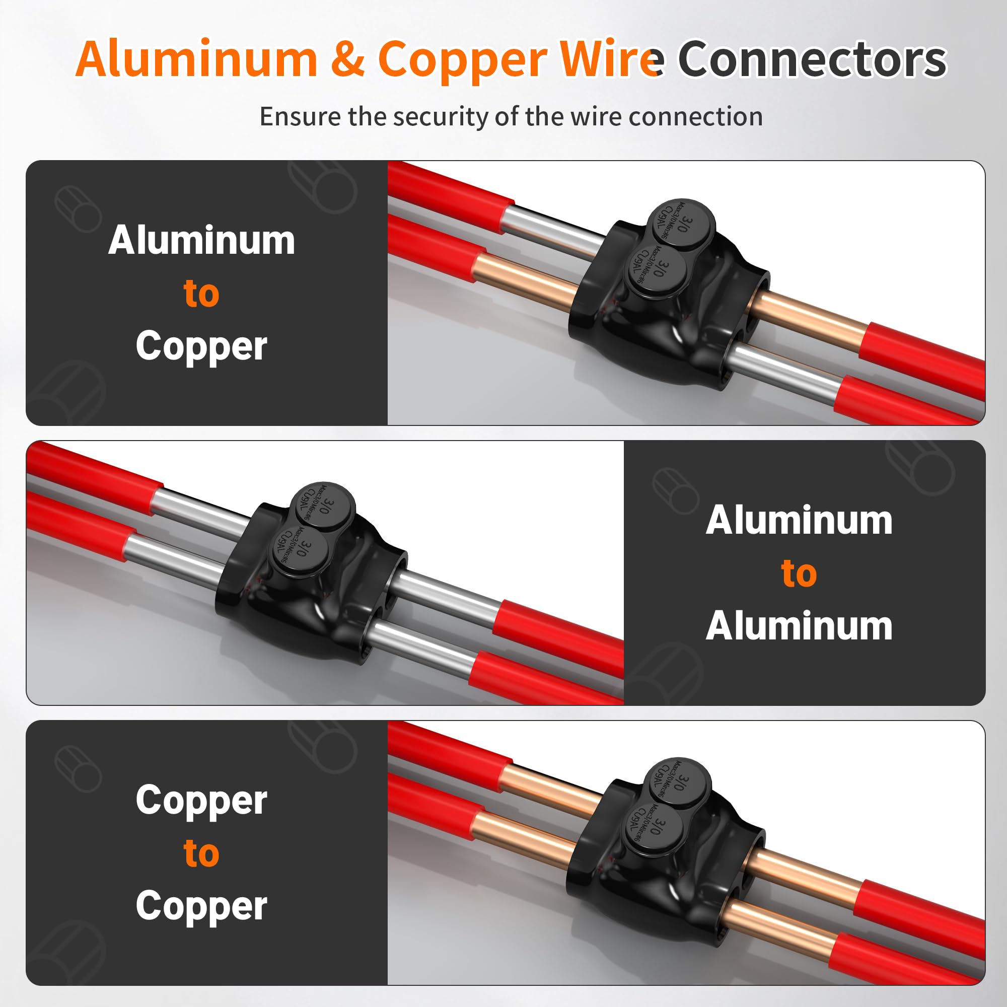 Misopily 2 Port Insulated Inline Splice Connectors 3/0-6 AWG Aluminum ...