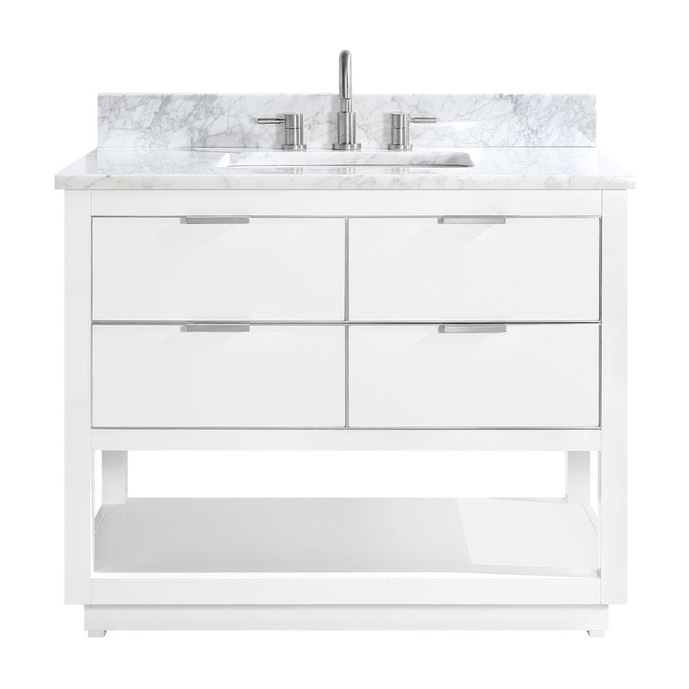 Avanity ALLIE-VS43-WTS-C Allie 42-in White Undermount Single sink Bathroom Vanity with Carrara White Marble Top