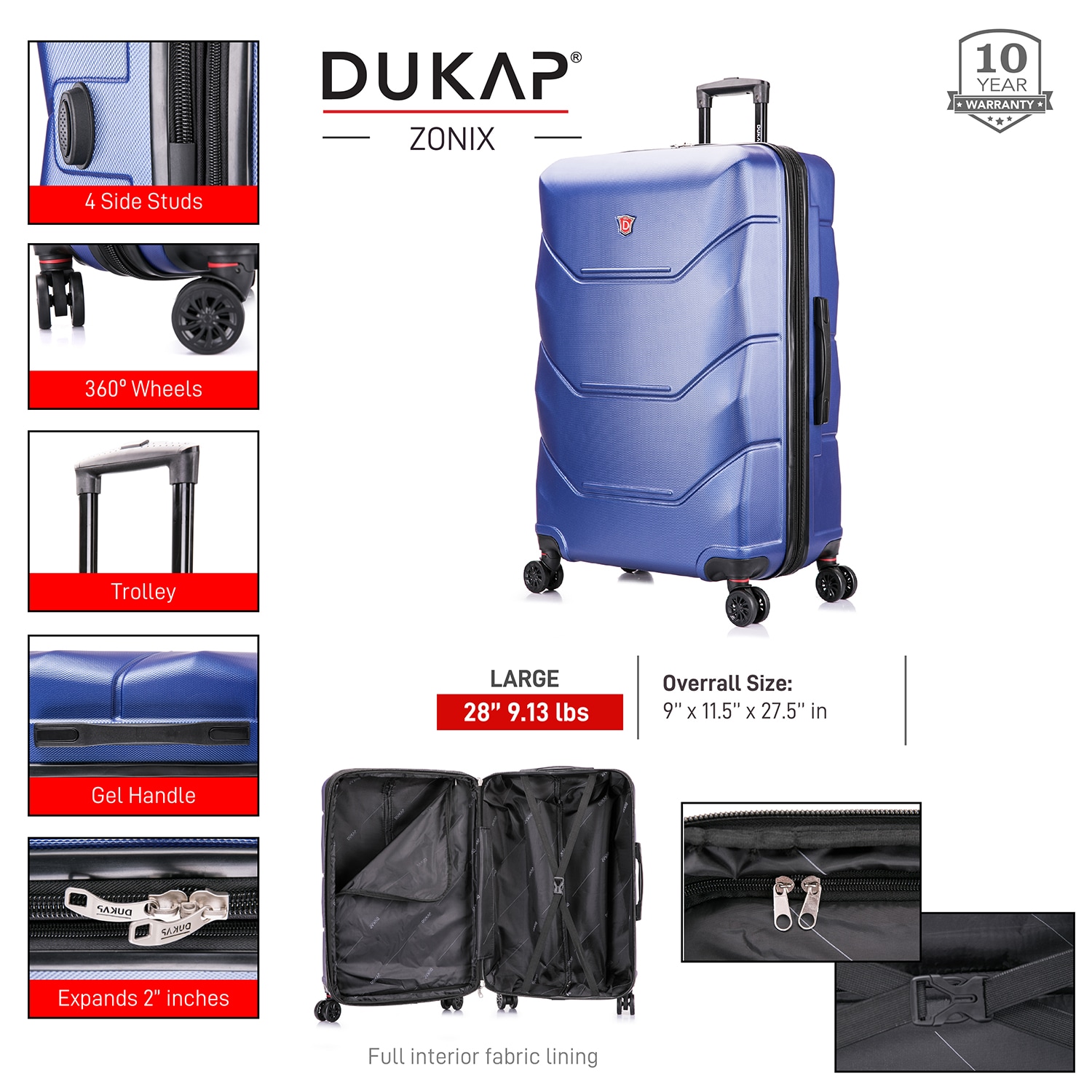 DUKAP DKZON00L-BLU Luggage-And-Luggage-Sets - View #3