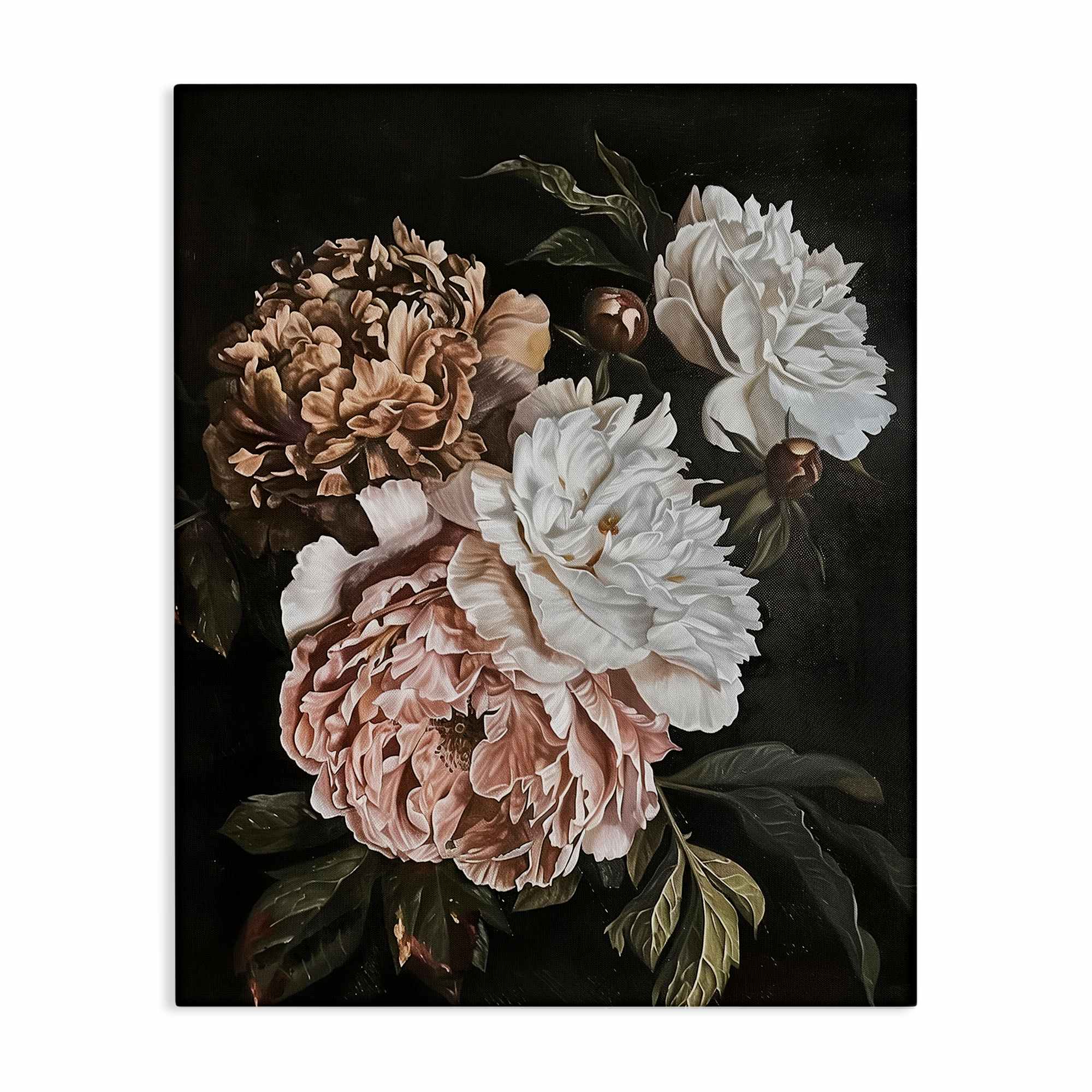 Stupell Industries BT-850-CN-24X30 Moody Peonies on Black Canvas Wall Art By Arlington Prints 24 x 30