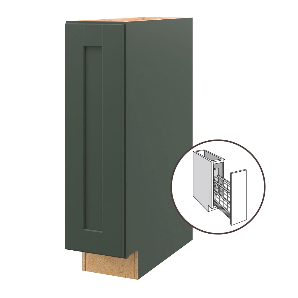 allen + roth 57767GW Galway 9-in W x 34.5-in H x 24-in D Sage Pull-out cabinet Base Fully assembled Cabinet (Flat Panel Shaker)