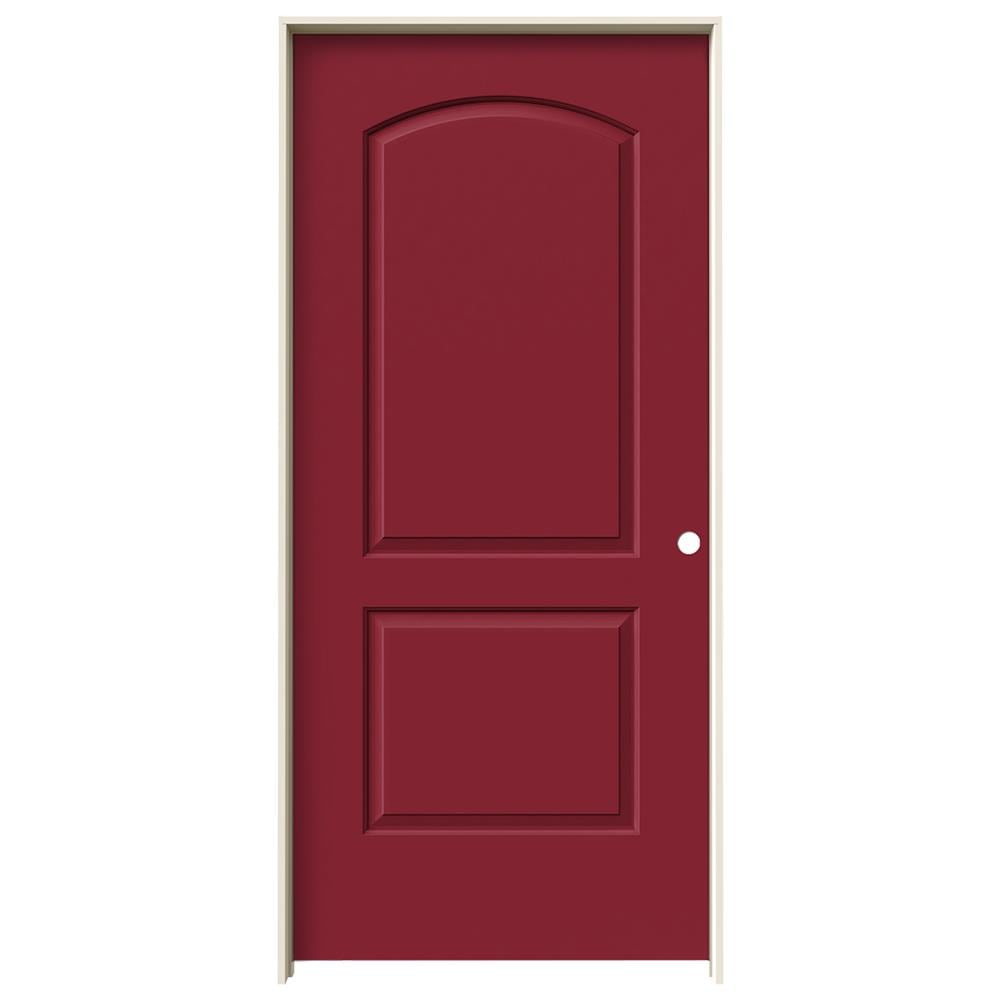 JELD-WEN LOWOLJW137000377 36-in x 80-in Cranberry Hollow core 2-panel round top Left hand Smooth Prefinished Molded composite Flat Jamb Single Prehung Interior Door