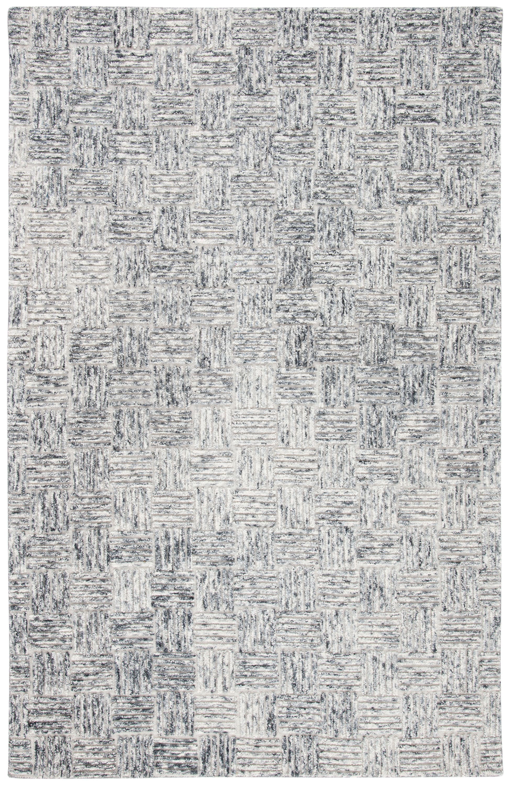 Gray Hand-Tufted Wool Rectangular Area Rug 5' x 8'