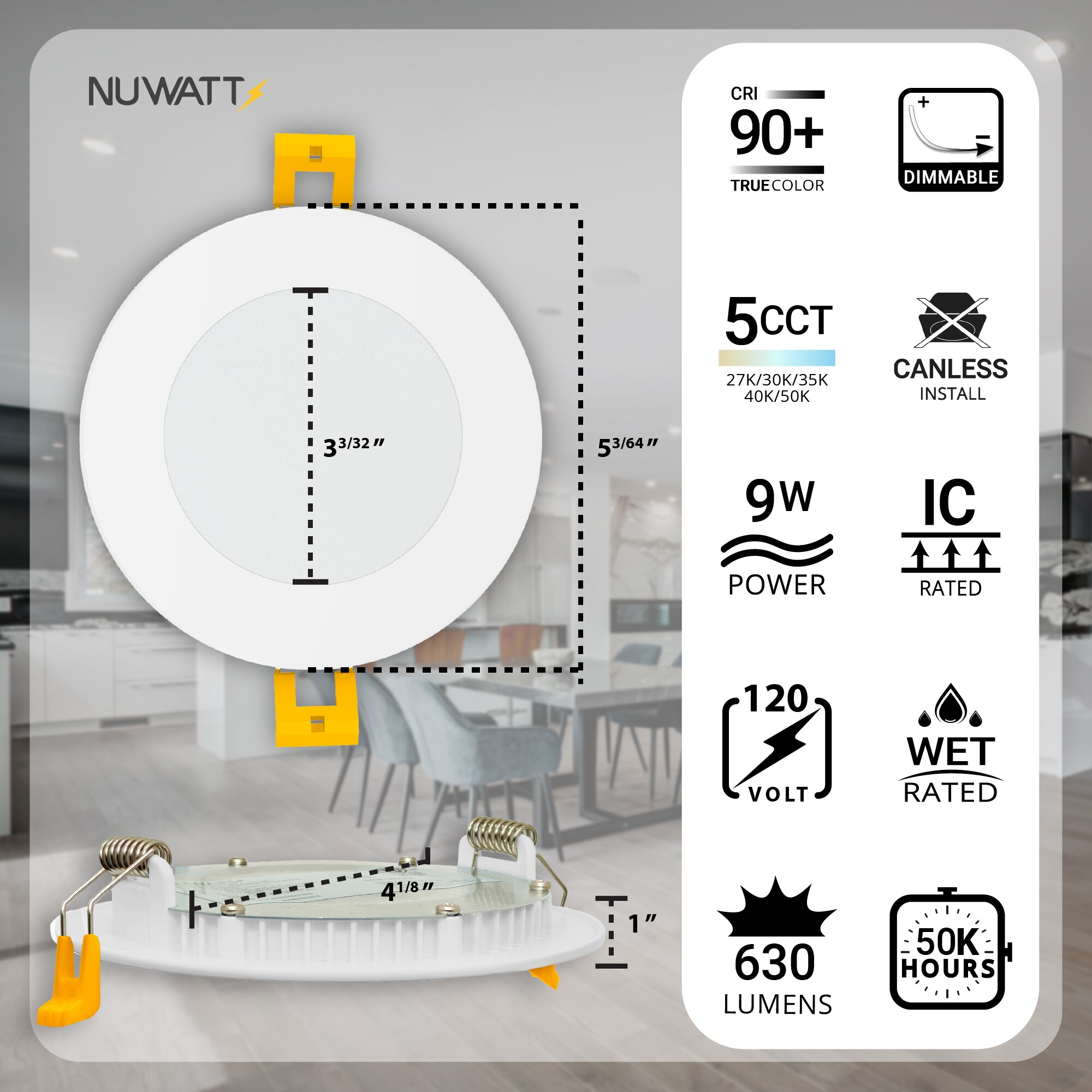 White Aluminum 4'' LED Recessed Lighting Kit, 6-Pack