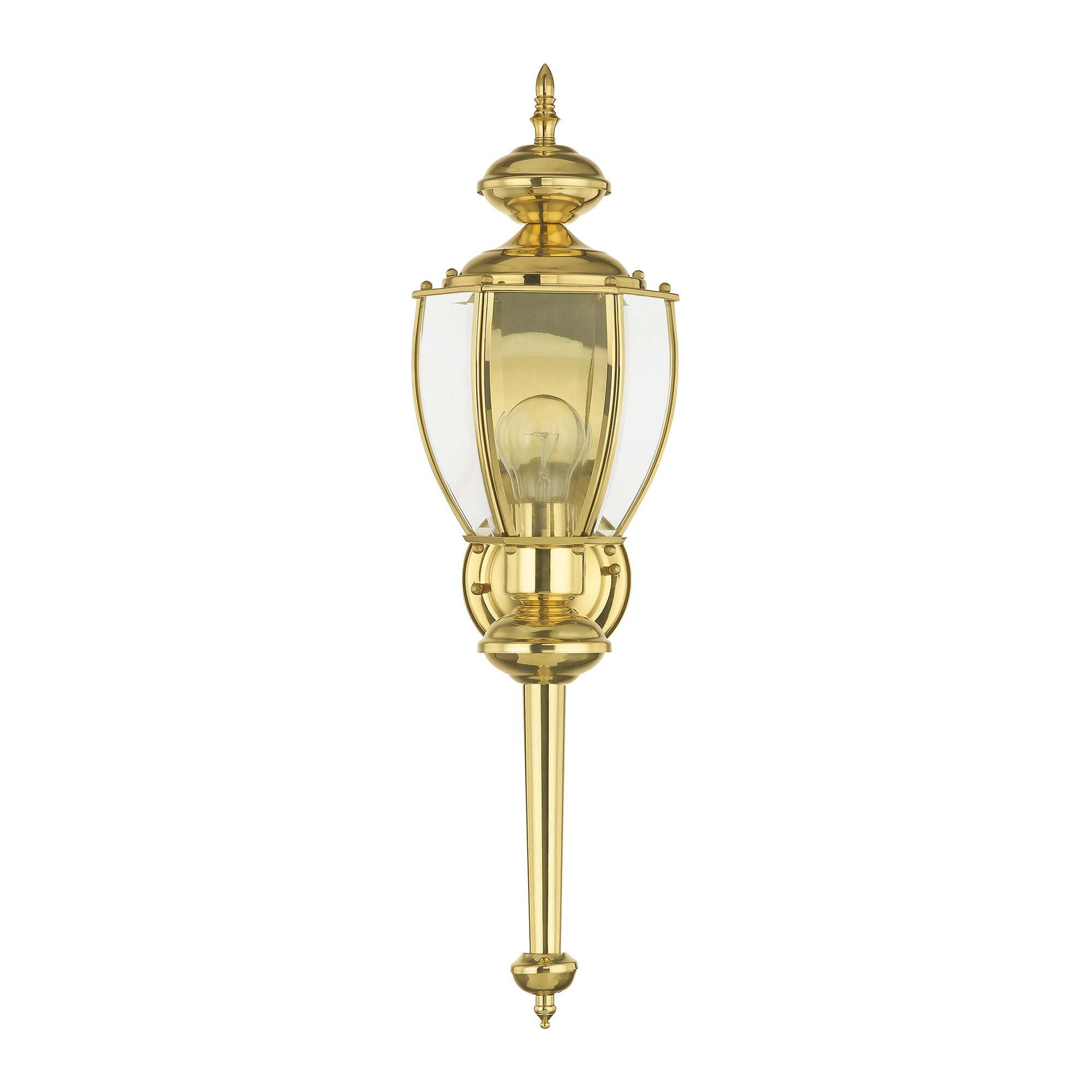 Elegant Polished Brass Outdoor Wall Lantern with Clear Beveled Glass