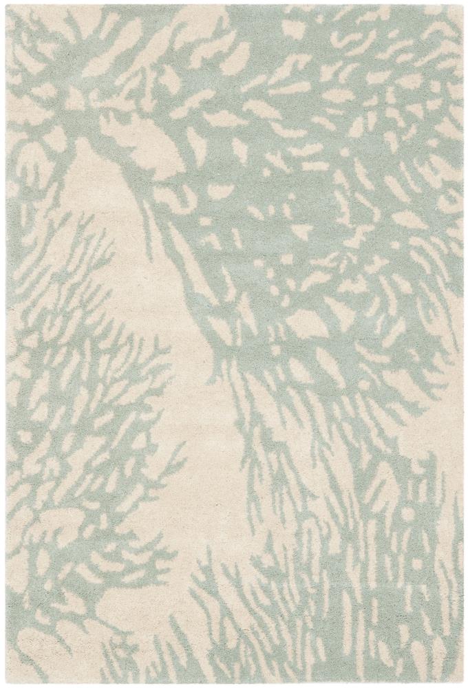 Safavieh BEL115C-3 Bella Sprigs 3 x 5 (ft) Tufted Wool Beige/Blue Rectangular Indoor Floral/Botanical Farmhouse/Cottage Throw rug