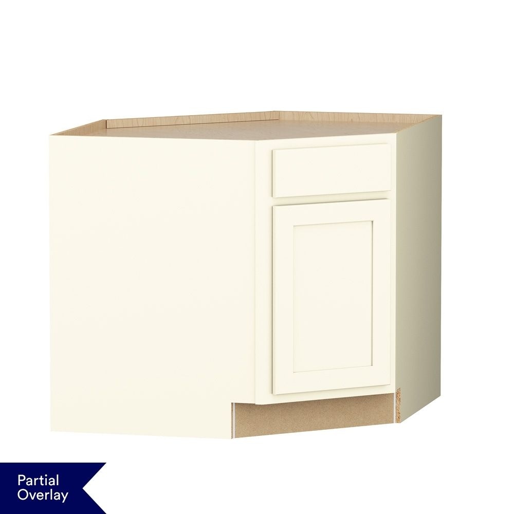 Shenandoah Breckenridge POL 36-in W x 34.5-in H x 24-in D Vanilla Painted Sink Corner Sink Base Fully Assembled Cabinet Recessed Panel Shaker