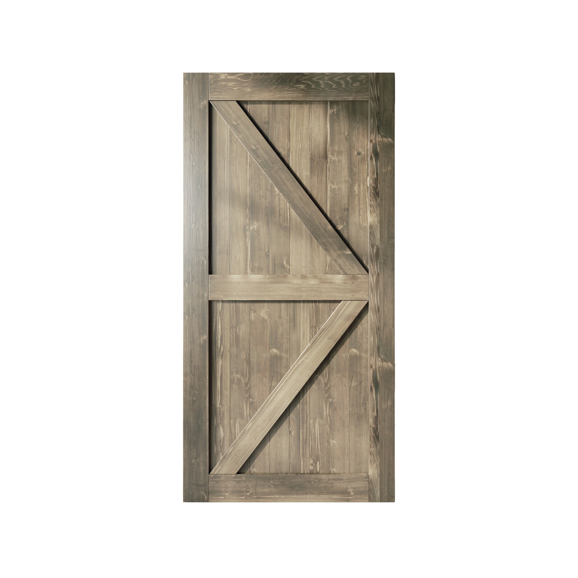HOMACER 4484-K-GRAY 44-in x 84-in Classic Gray K-frame Pine Wood Solid core Single Barn Door (Hardware Not Included)