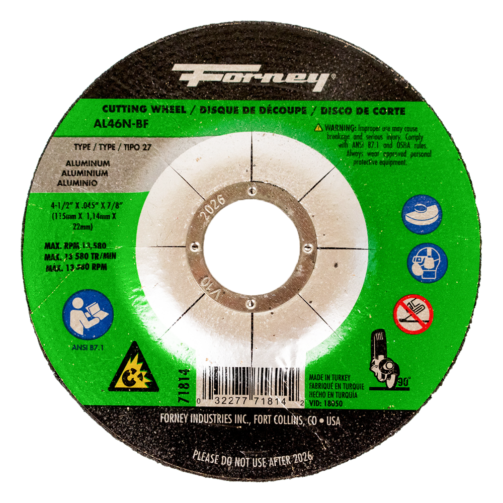 Forney 71814 Cut Off Wheel 4.5-Inches Aluminum oxide Cut-off wheel