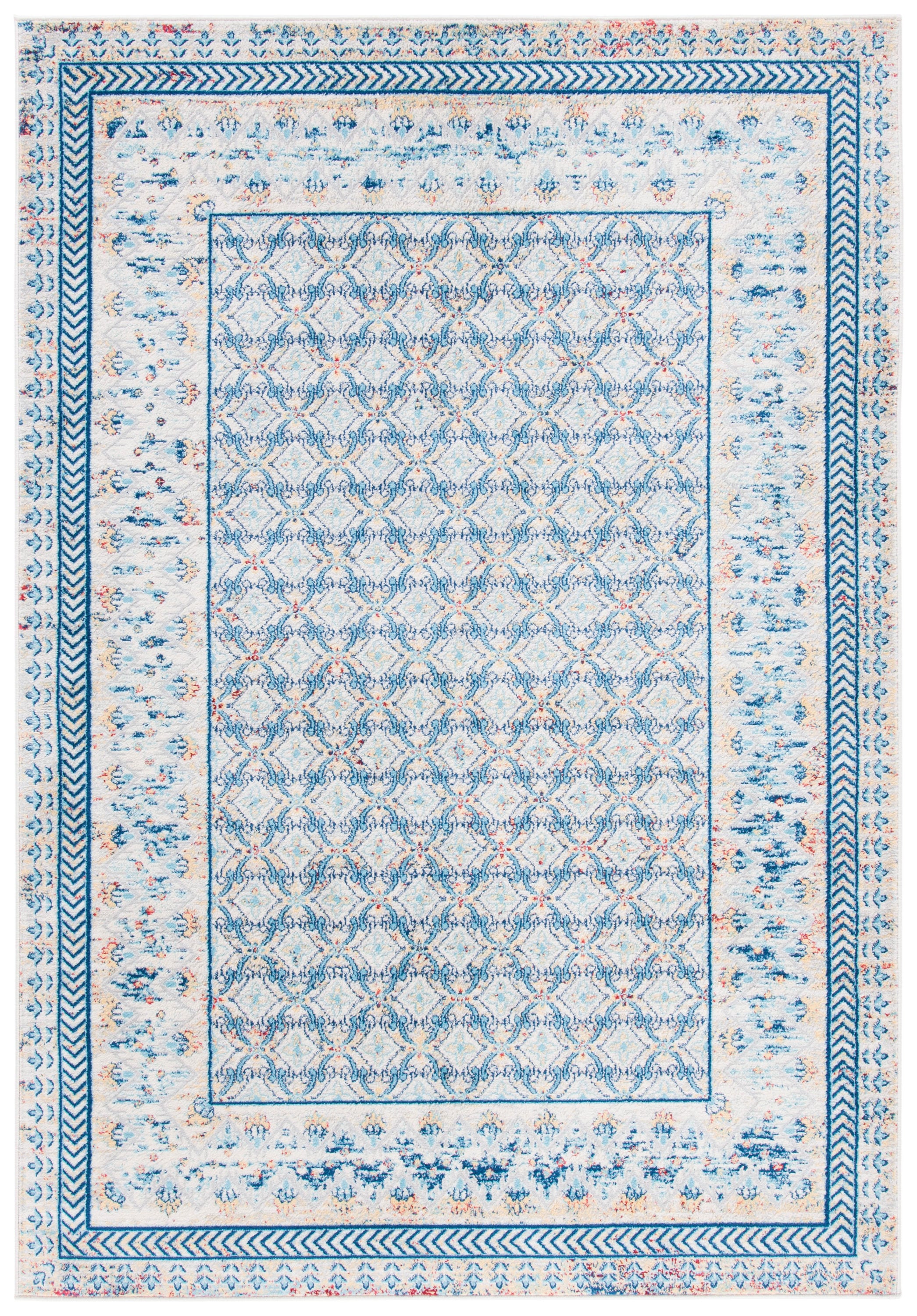 Safavieh BNT899M-6 Brentwood Gusta 6 x 9 (ft) Loomed Polypropylene Blue/Yellow Rectangular Indoor Distressed/Overdyed Vintage Area rug