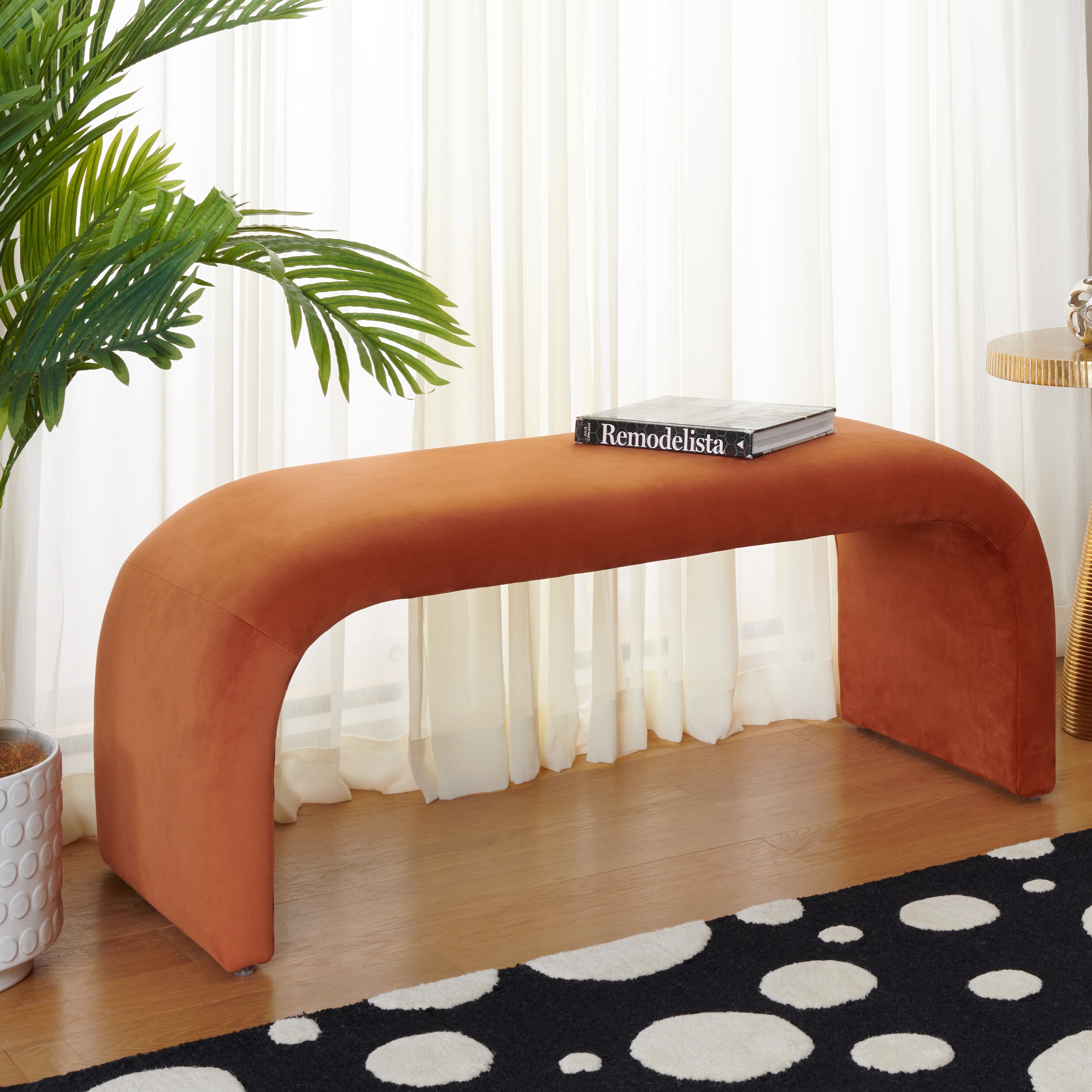 Safavieh BCH1300E Modern Rust Accent Bench 44.69-in x 18.31-in x 18.5-in