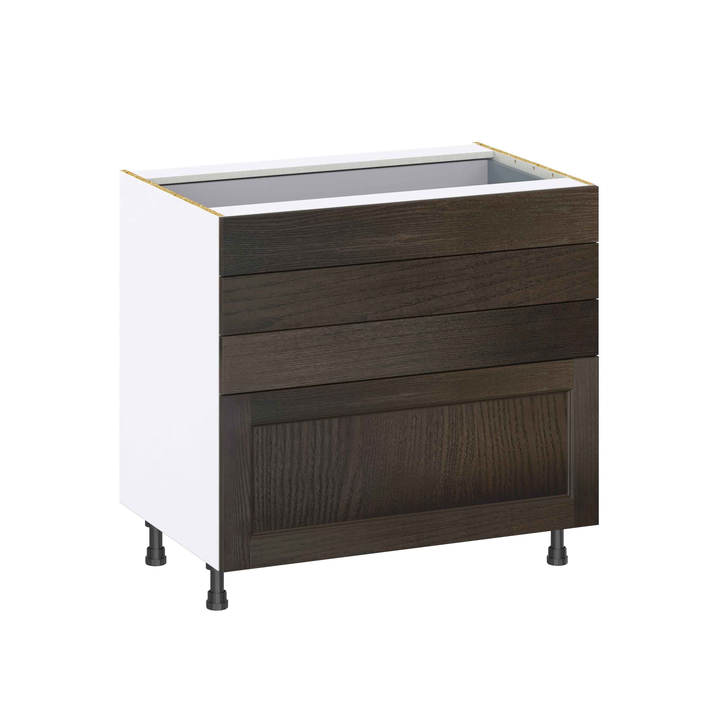 Hugo&Borg DSB4D36-MO Montclaire 36-in W x 34.5-in H x 24-in D Wood 4 -Drawers Drawer Base Fully assembled Cabinet (Recessed Panel Shaker)