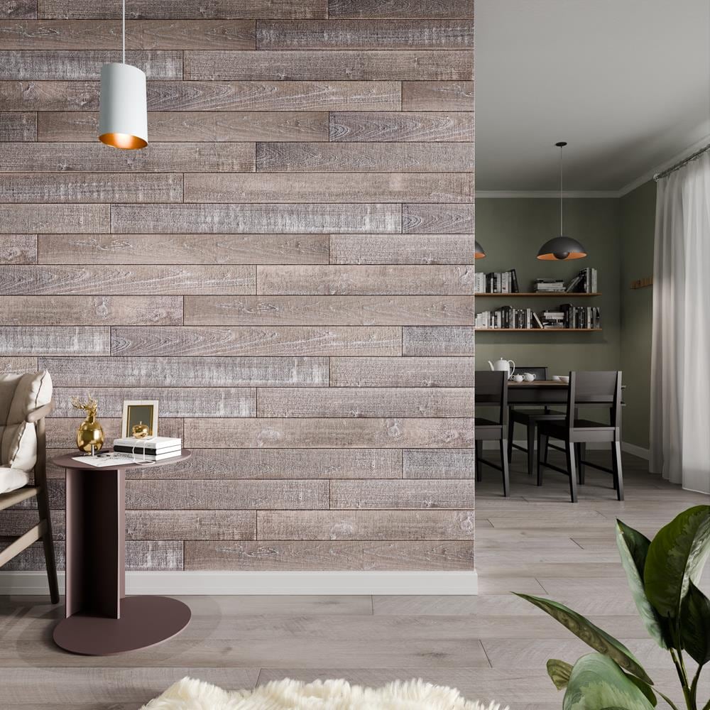 Distressed Pine 4 ft Barn Wood Wall Planks 6-Pack