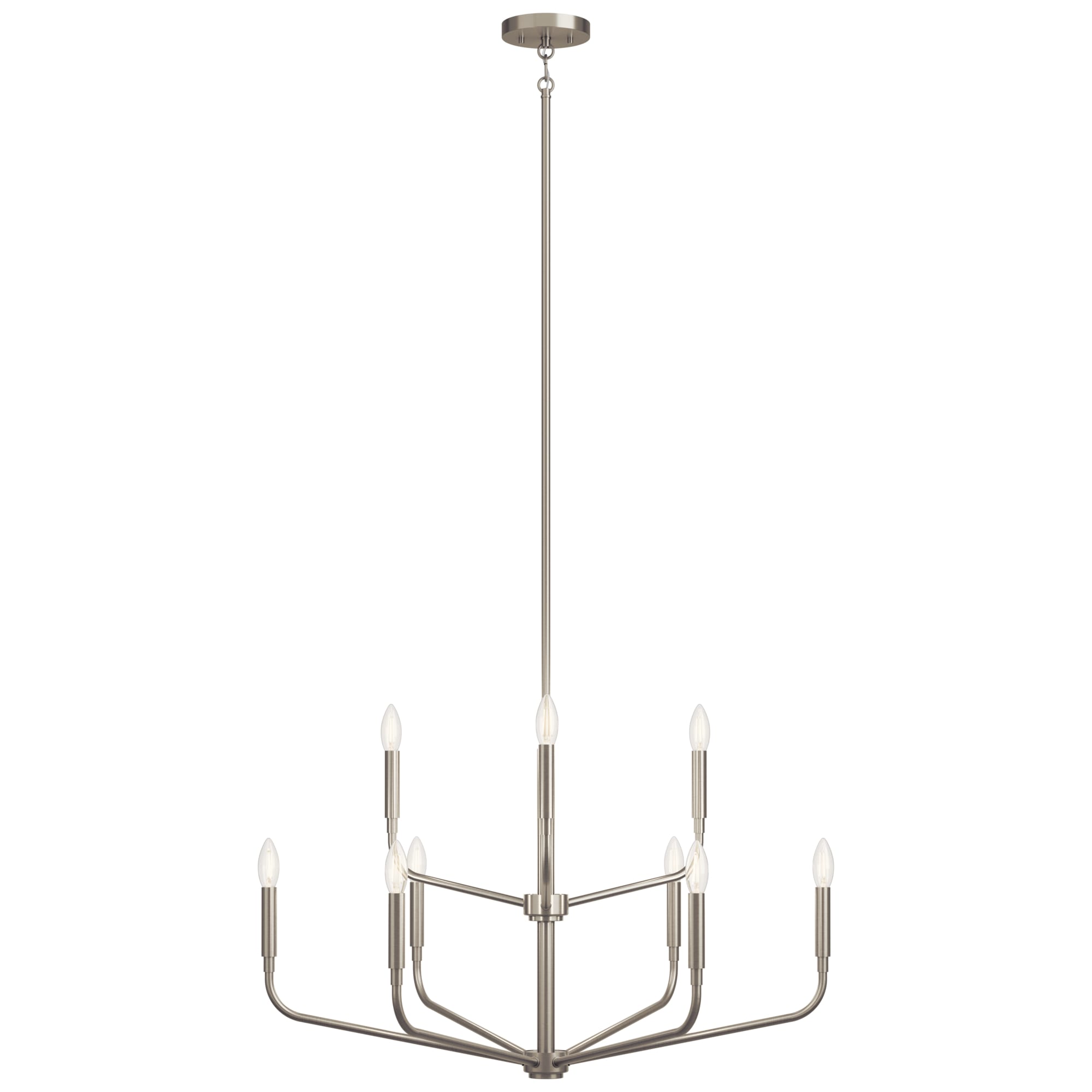 Brushed Nickel 9-Light 2-Tier Modern Chandelier